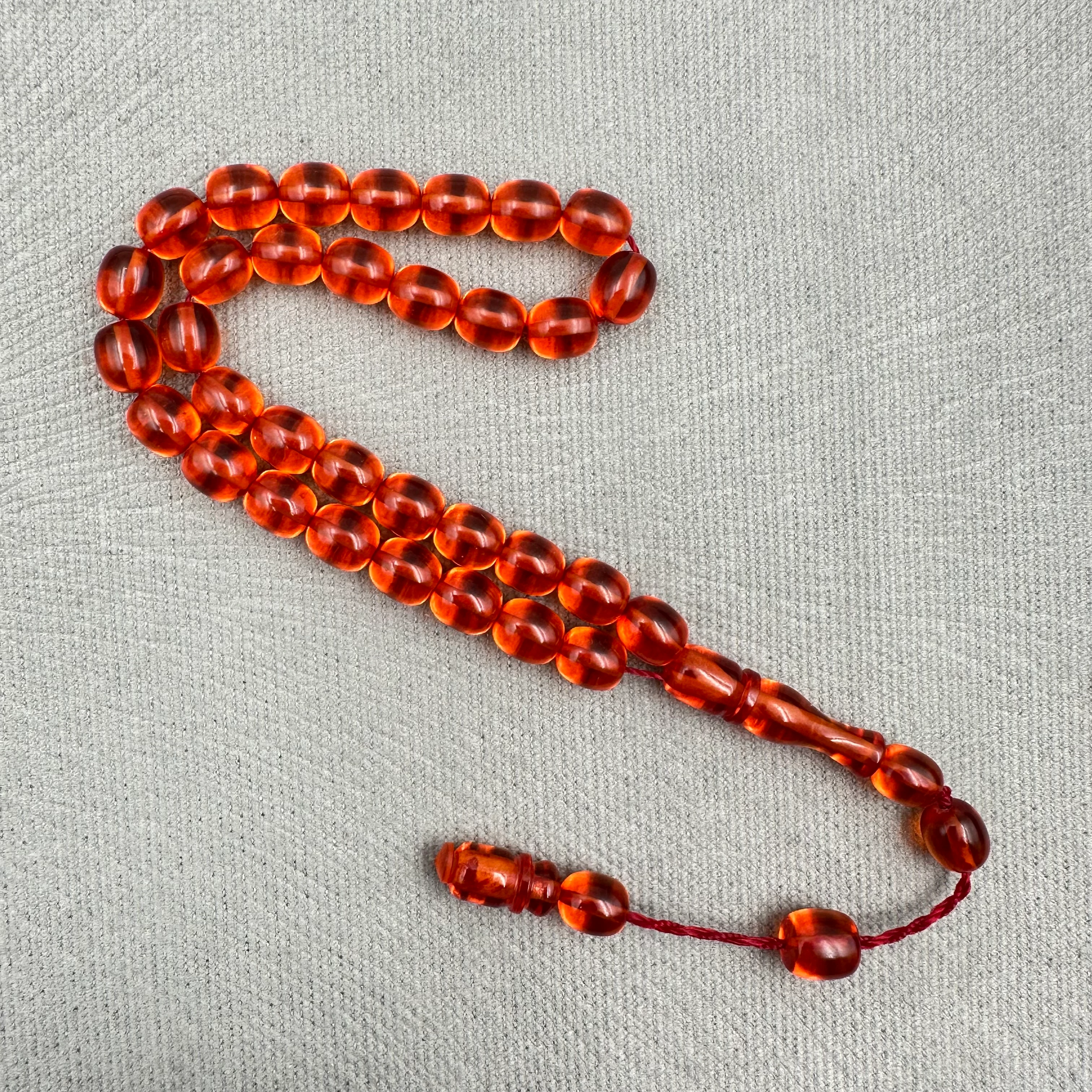 Şükrü Baba Usta İşi Şeffaf Amber Turuncu Bilek Boy Sıkma Kehribar Tespih