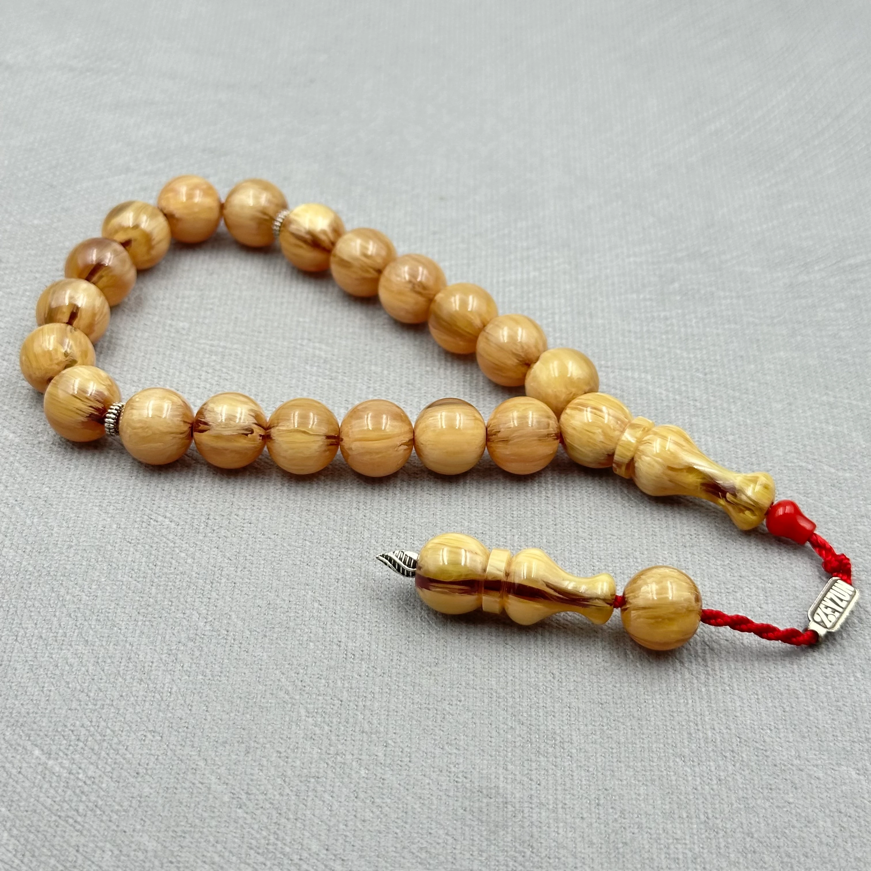 Zeyzun Usta İşçilikli Bal Sarısı Dik Hareli Küre Kesim Maskot Tespih