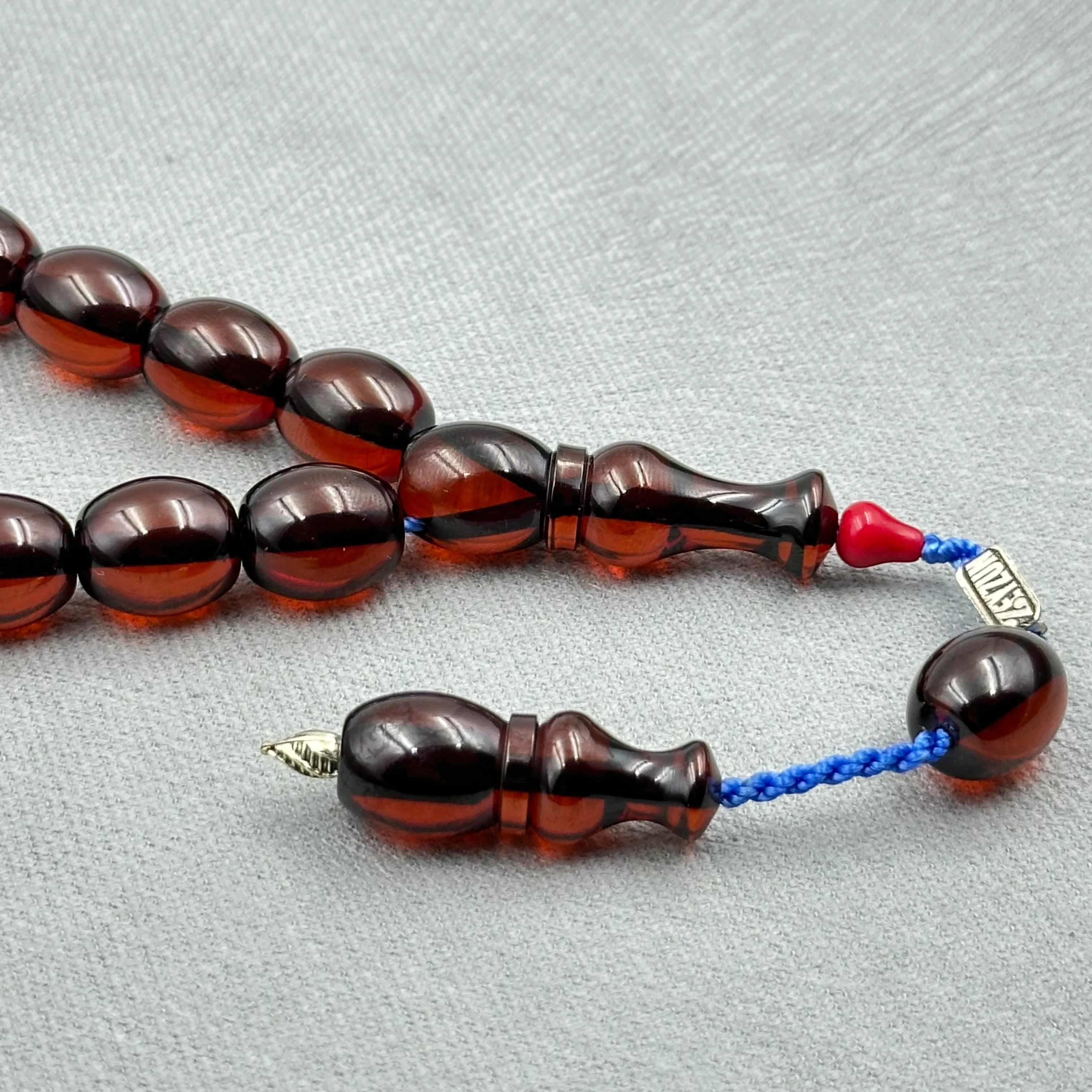 Zeyzun Usta İşçilikli Çay Rengi Maskot Sıkma Kehribar Tespih