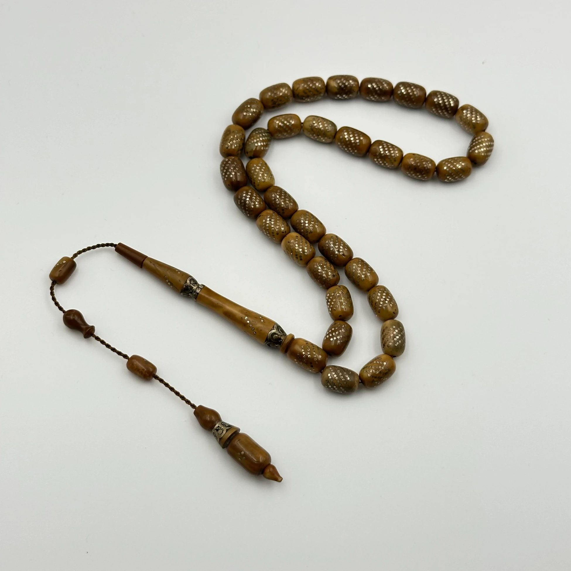 Usta İşçilikli Özel Tasarım Gümüş Detaylı İmame Gümüş Çakımlı Kuka Ağacı Tespih