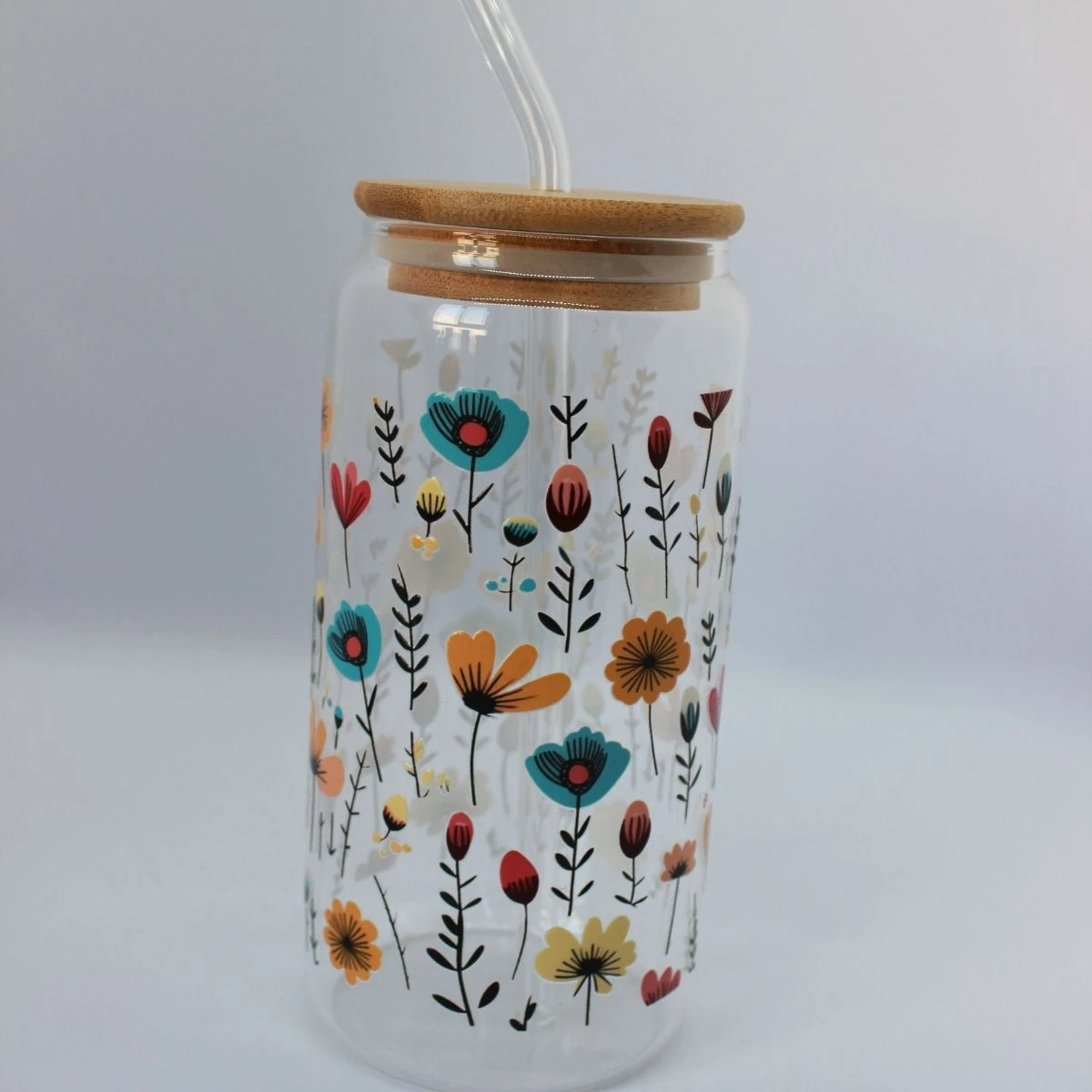 Bambu Kapaklı Pipetli Cam Bardak