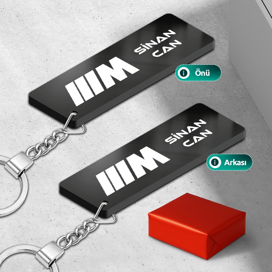 Kişiye Özel İsimli Pleksi BMW M Anahtarlık