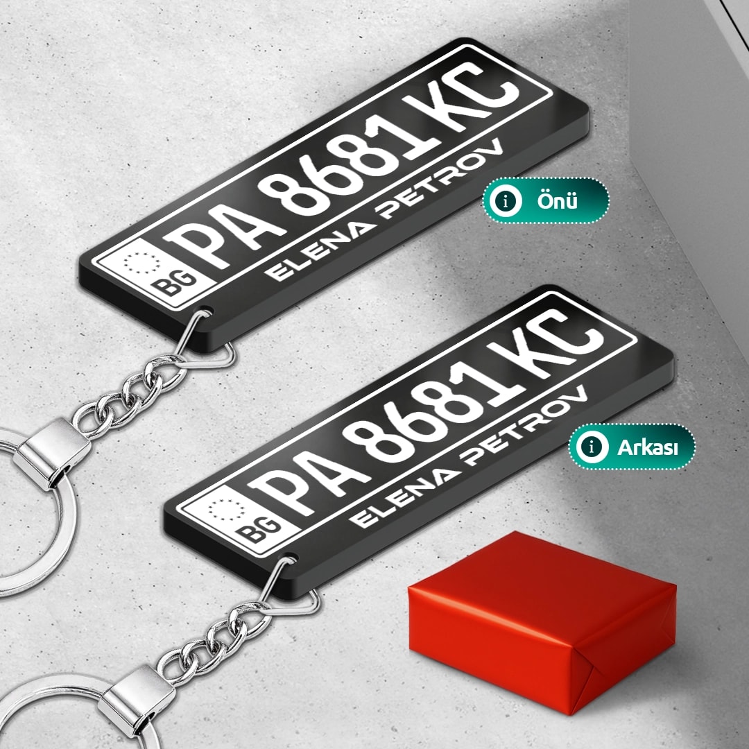 Kişiye Özel Pleksi Bulgaristan Plaka Anahtarlık