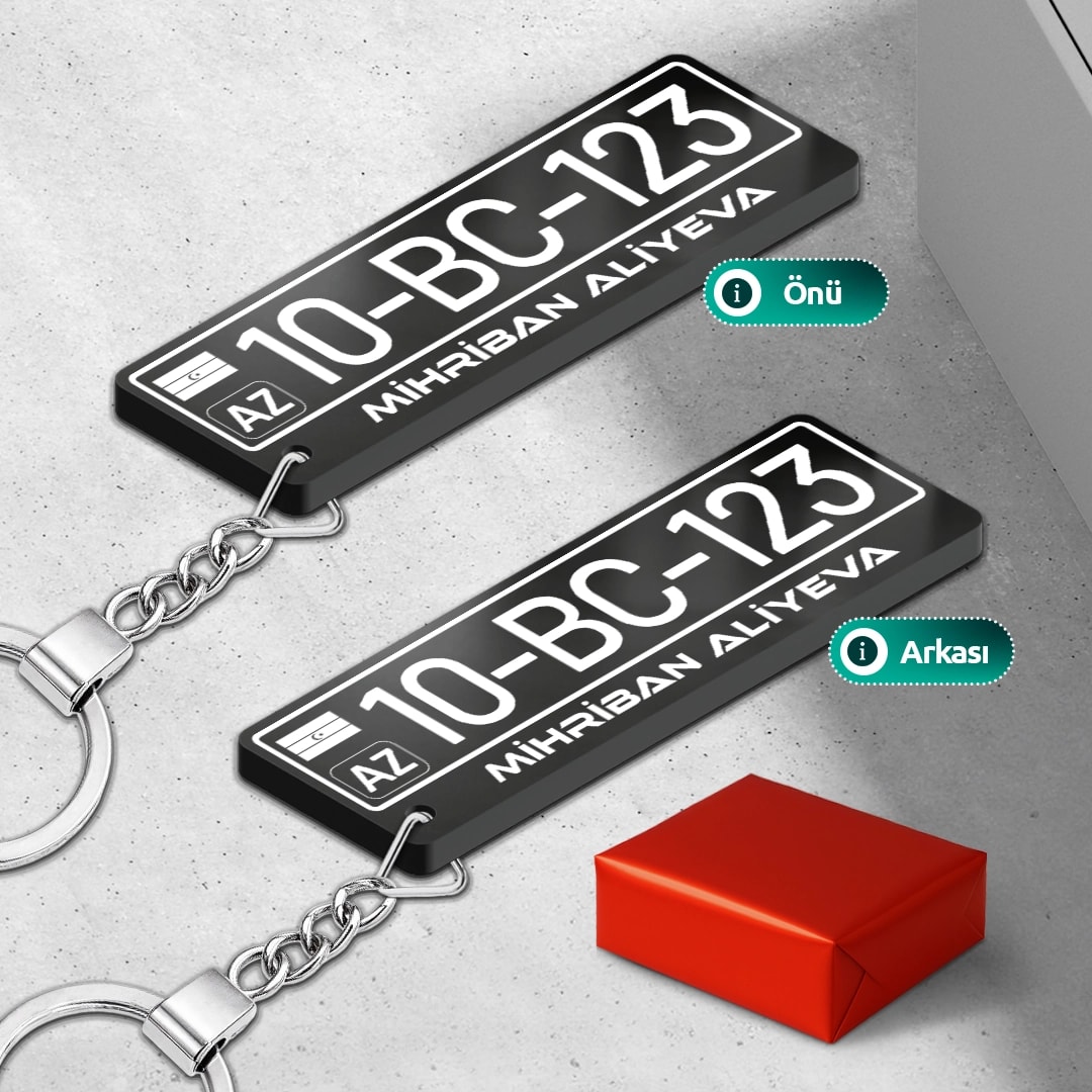 Kişiye Özel Azerbaycan Plaka Anahtarlık