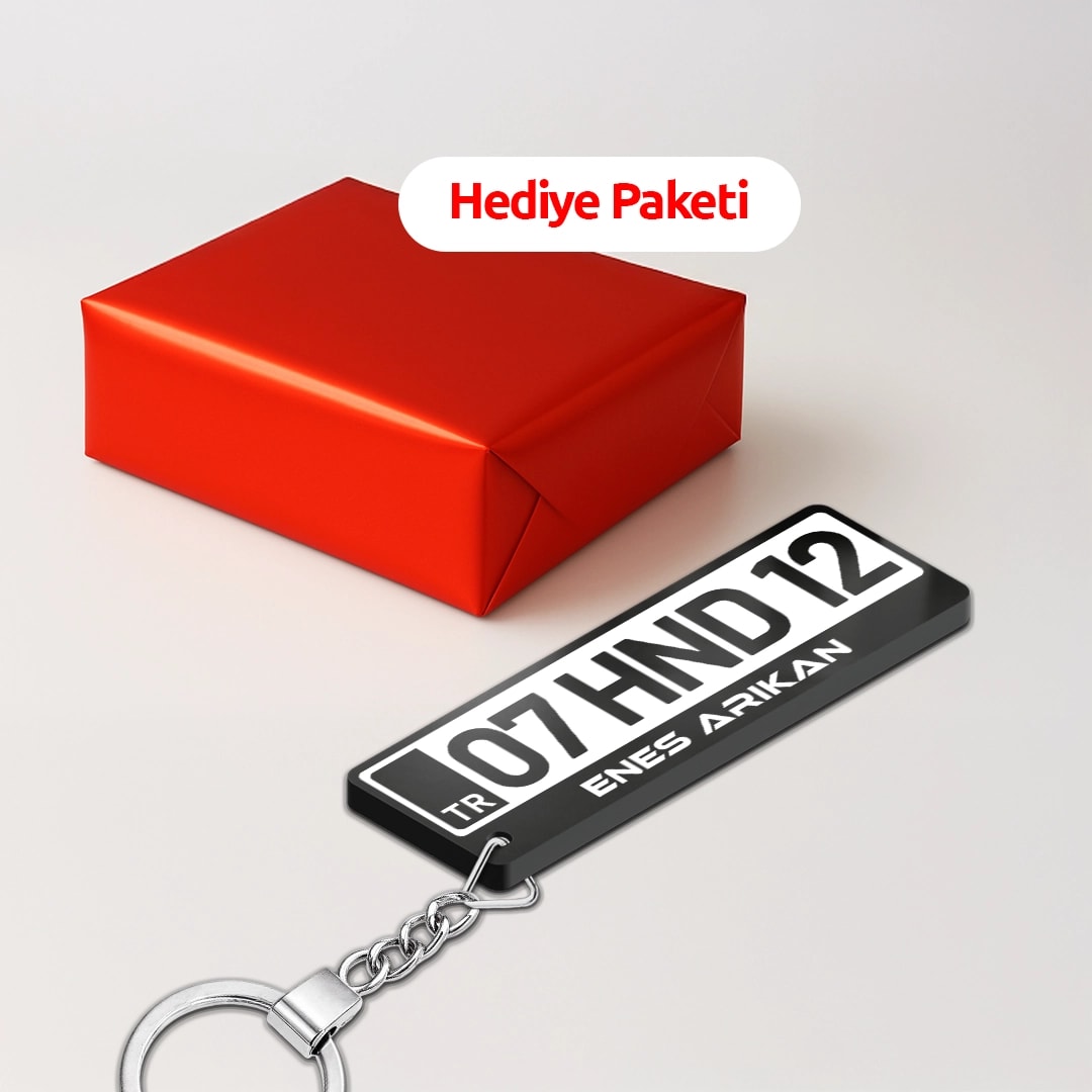 Kişiye Özel İsimli Plaka Anahtarlık - Beyaz