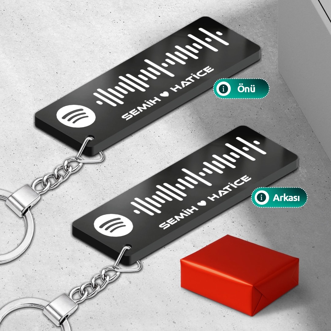 Kişiye Özel Spotify Barkodlu Pleksi Sevgili Anahtarlık