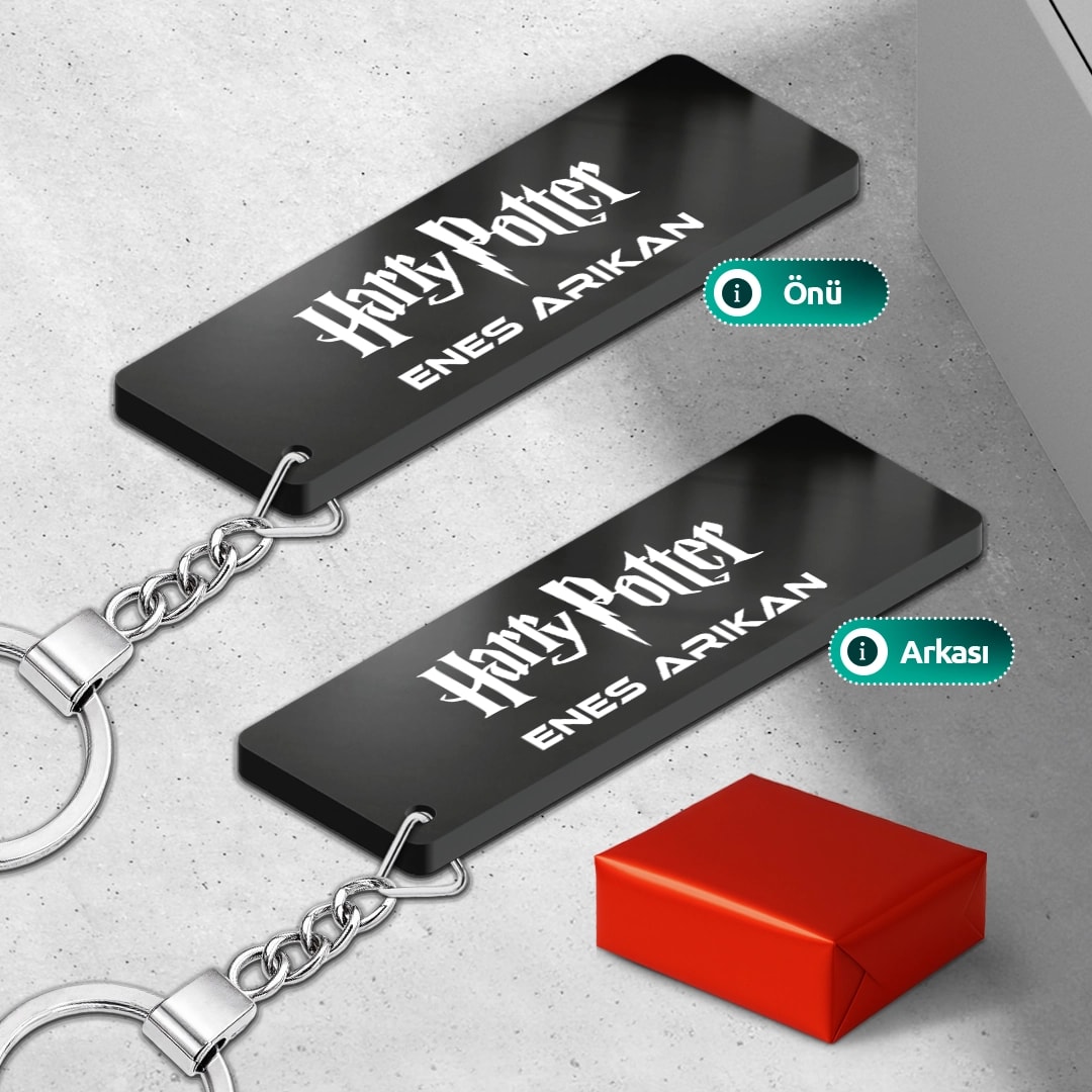 Kişiye Özel İsimli Pleksi Çiçek Desenli Anahtarlık