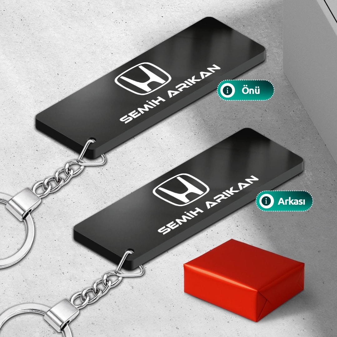 Kişiye Özel İsimli Pleksi Honda Anahtarlık