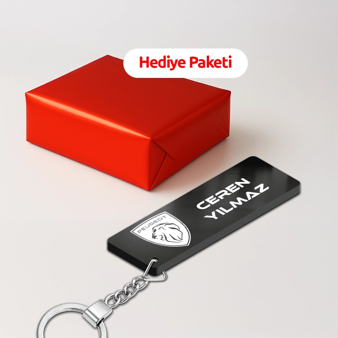 Kişiye Özel İsimli Pleksi Peugeot Anahtarlık