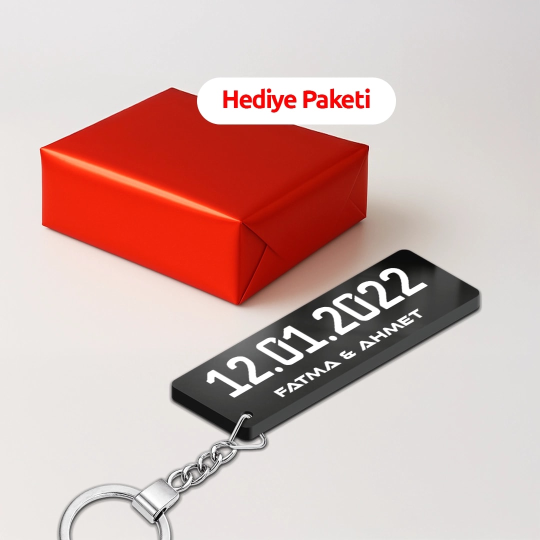 Kişiye Özel Tarihli ve İsimli Pleksi Sevgili Anahtarlık