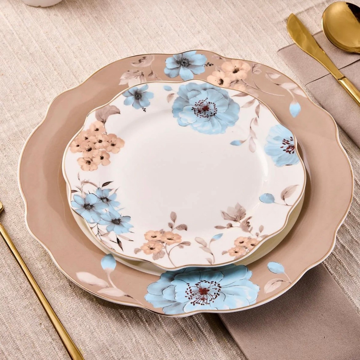 Porselen Flore Bone 24 Parça 6 Kişilik Yemek Takımı