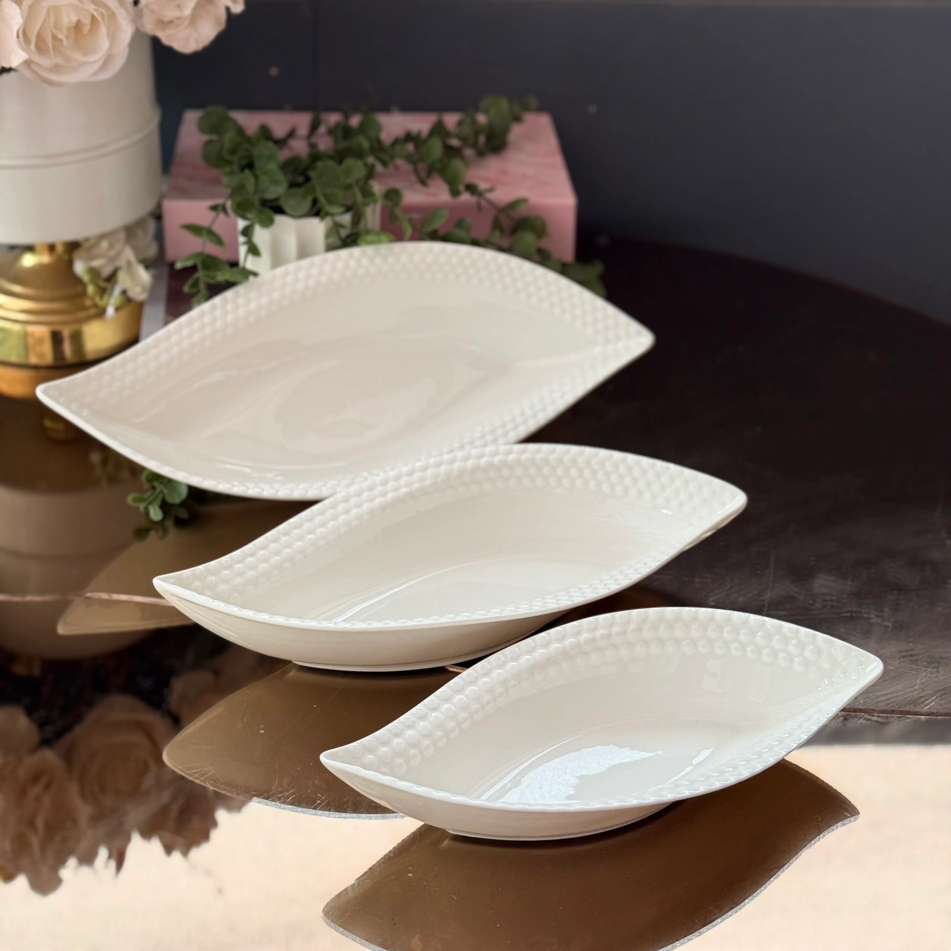 kayık 3 lü porselen 