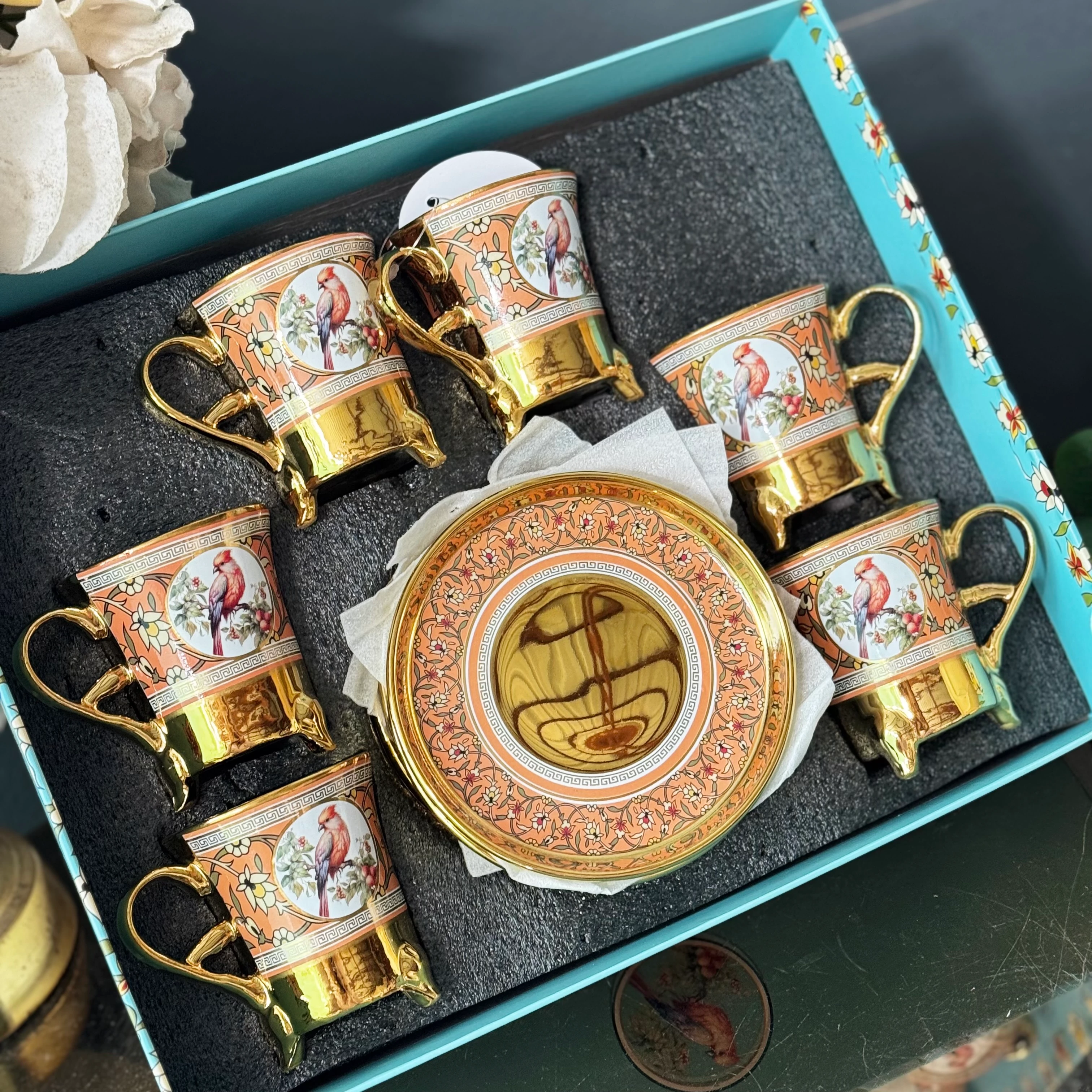 Kiremit Kuşlar Fincan Takımı