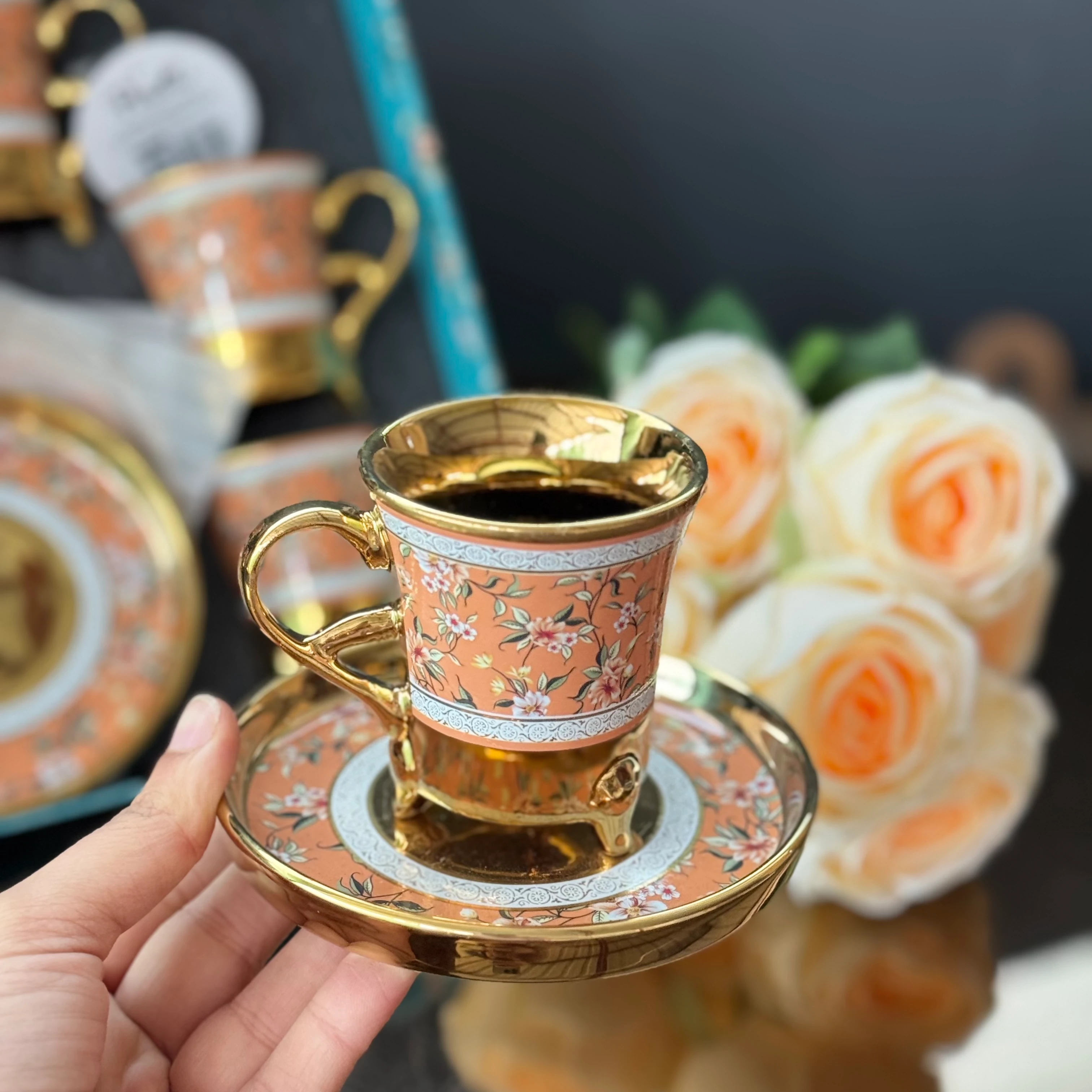 Kiremit Gold Tasarım Fincan Takım