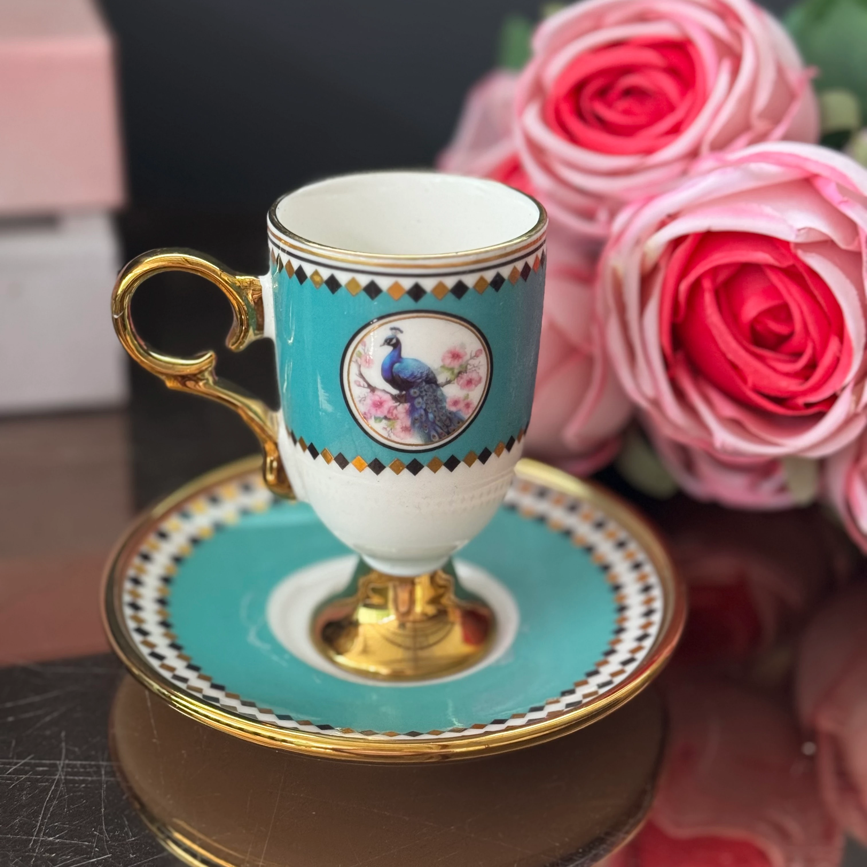 Petrol Kuşlar Fincan Takımı