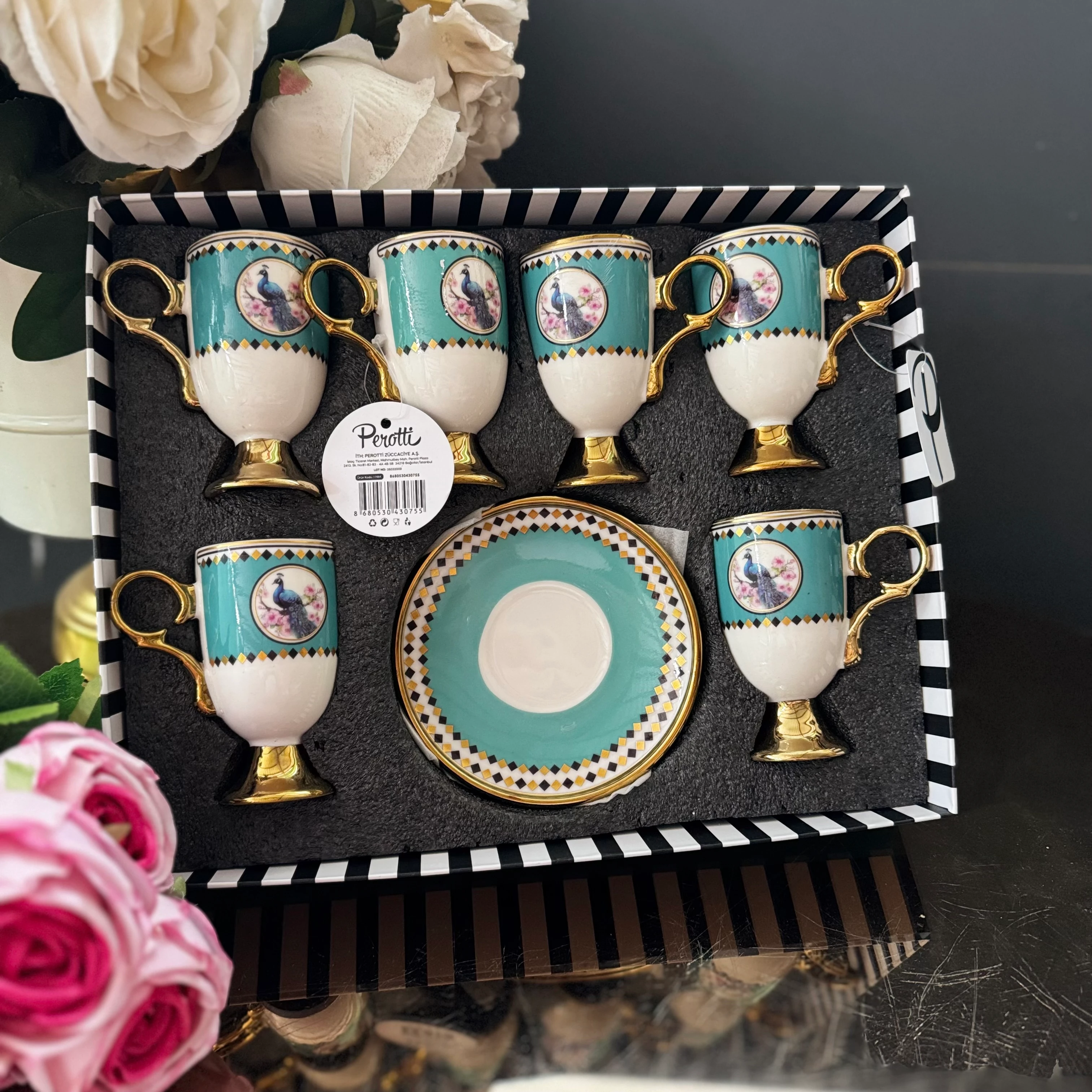 Petrol Kuşlar Fincan Takımı