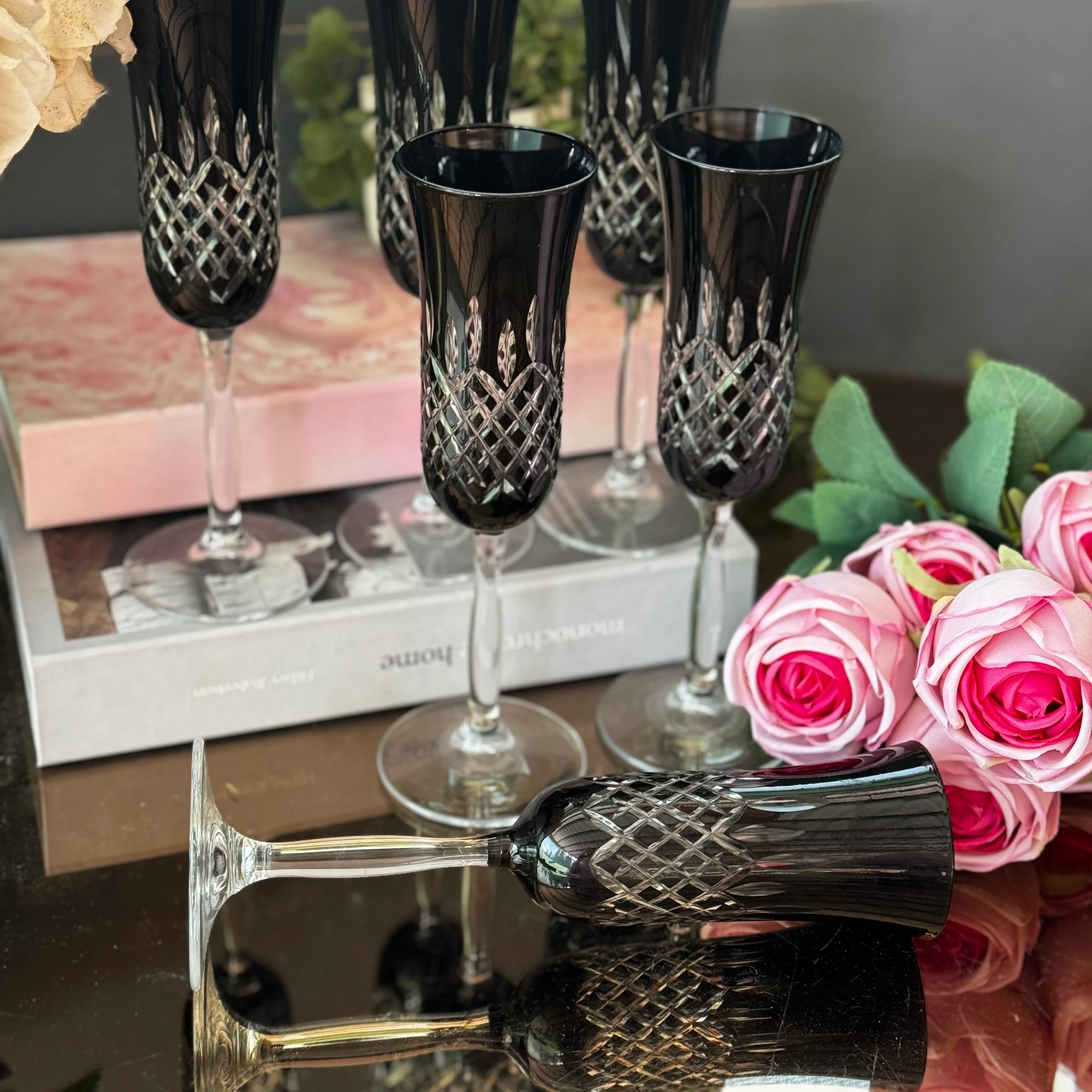 siyah kristal kadeh takımı