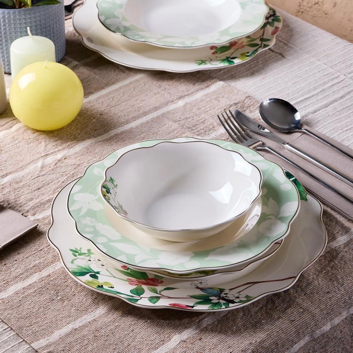 Porselen Bridy Bone 24 Parça 6 Kişilik Yemek Takımı