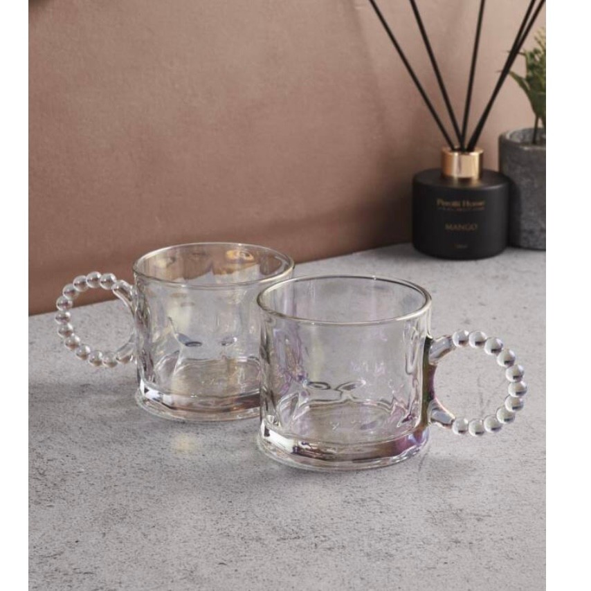 Ringo Stone Luster 2’li 325 Ml Cam Kupa Boncuklu Kulp Mug