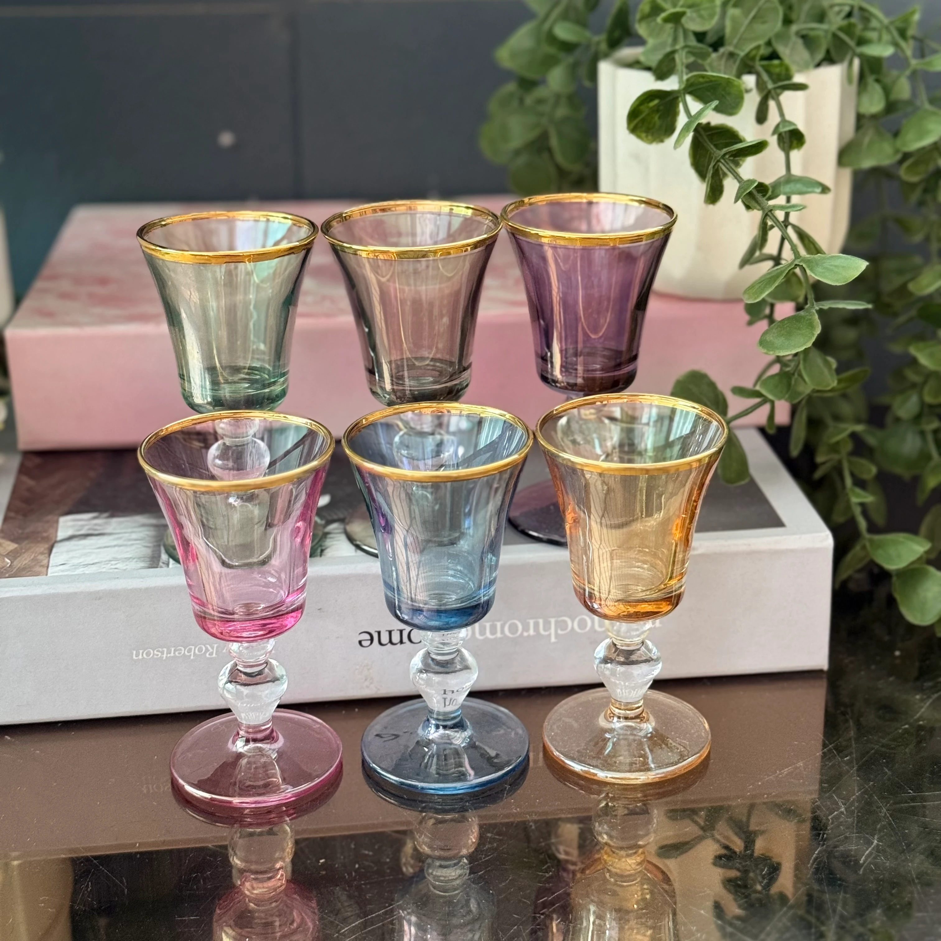 Renkli paşabahçe kadeh