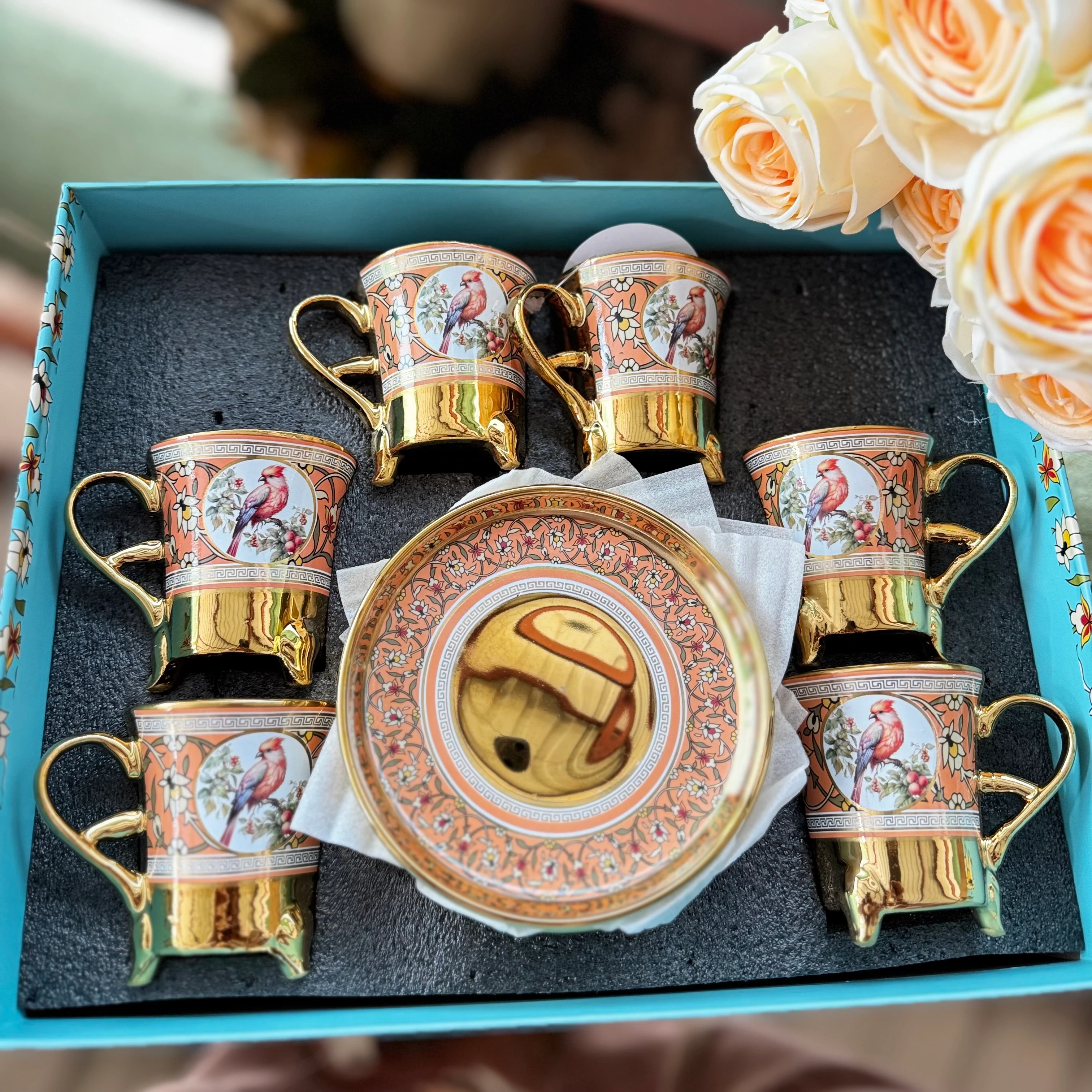 Kiremit Kuşlar Fincan Takımı