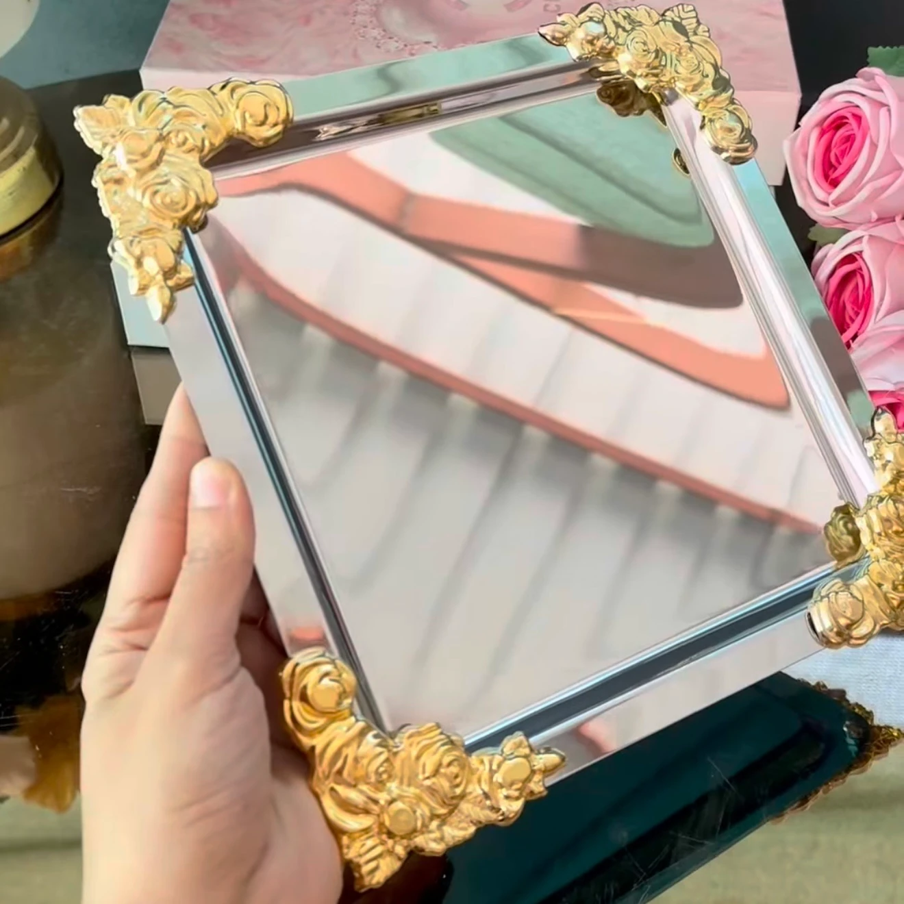 6’li Metal Gül Tepsi 