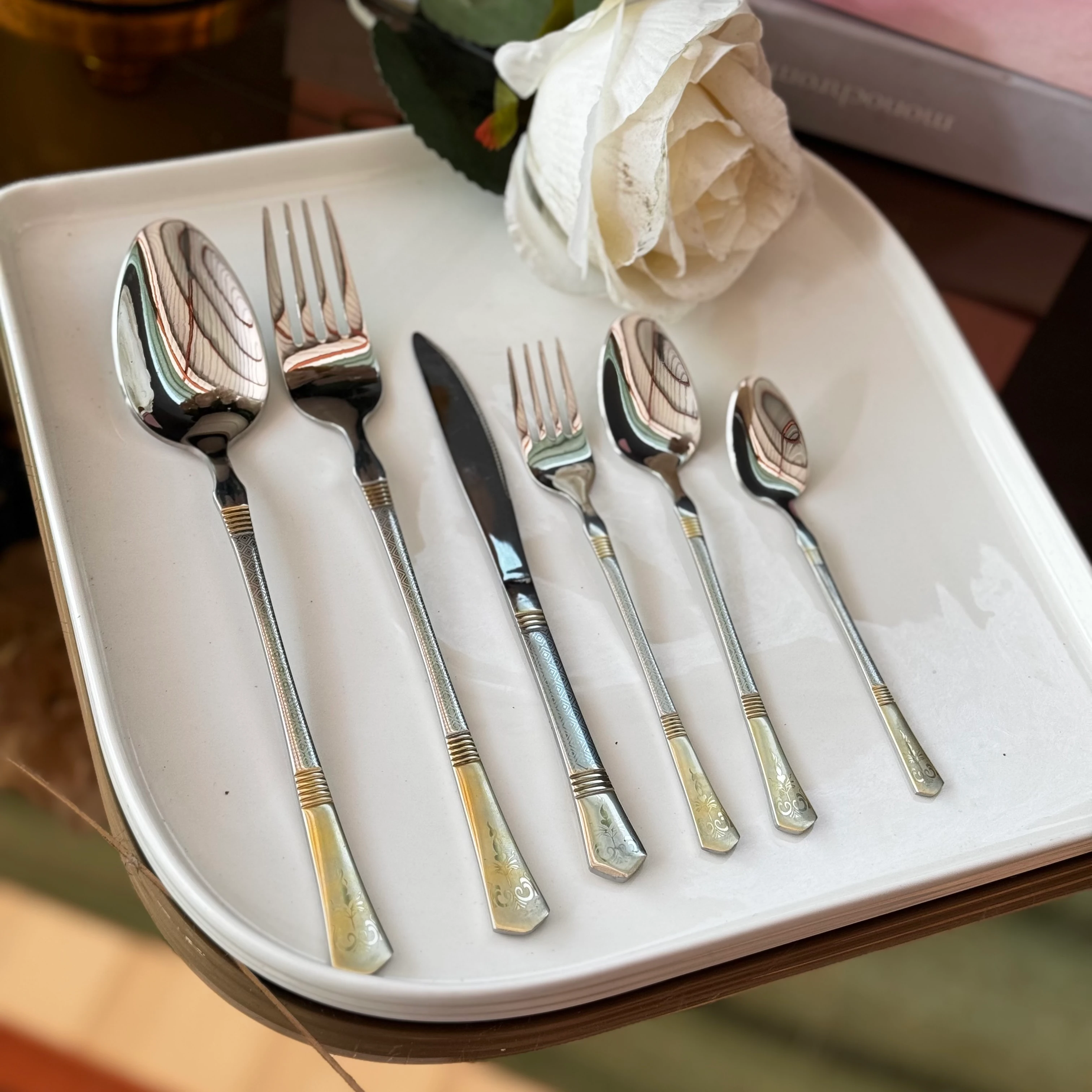 gümüş gold 36 parca lüx kaşık takımı