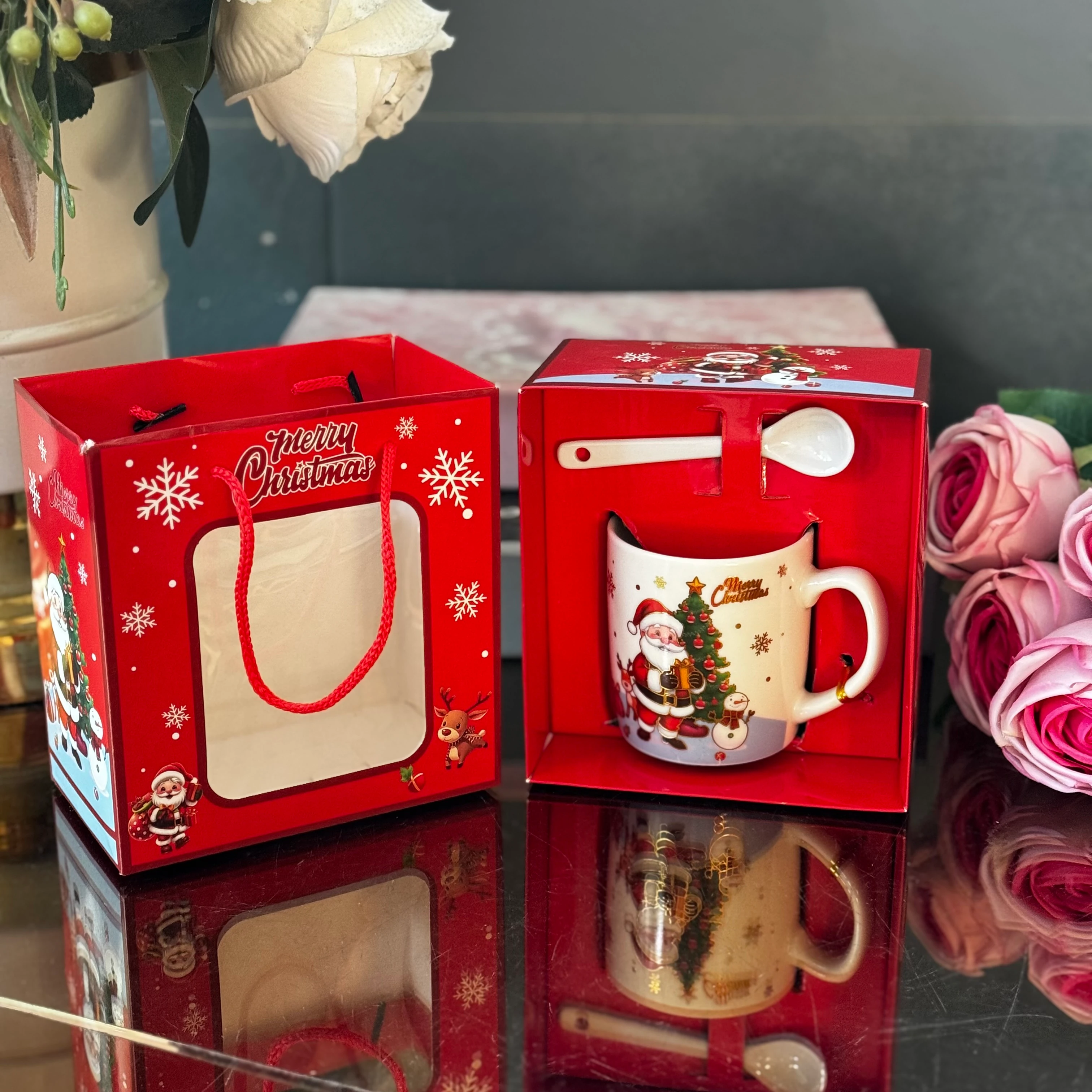 noel kupa kaşıklı kutulu