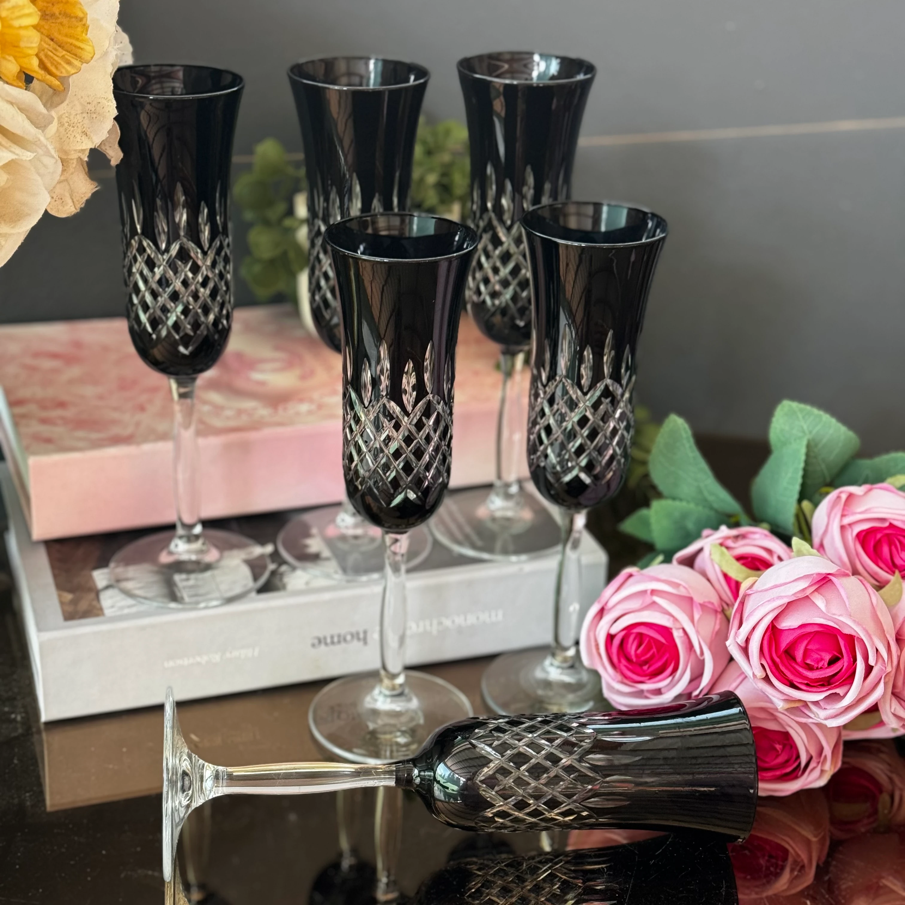 siyah kristal kadeh takımı