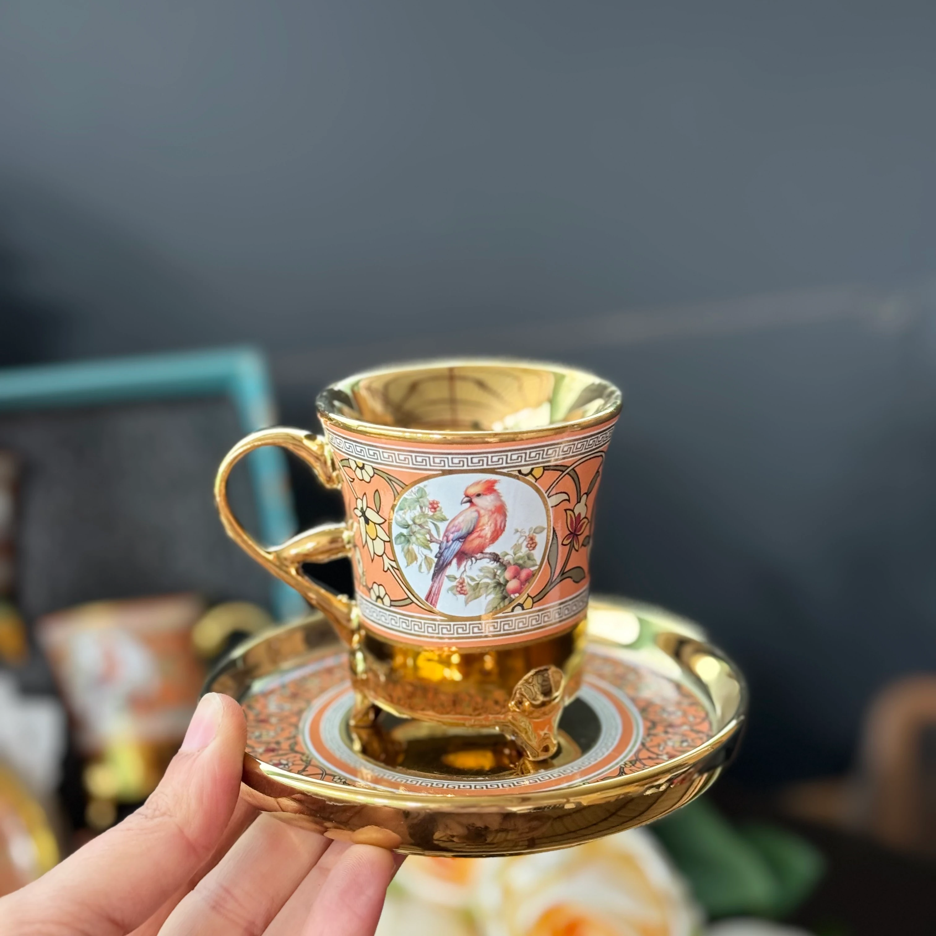 Kiremit Kuşlar Fincan Takımı