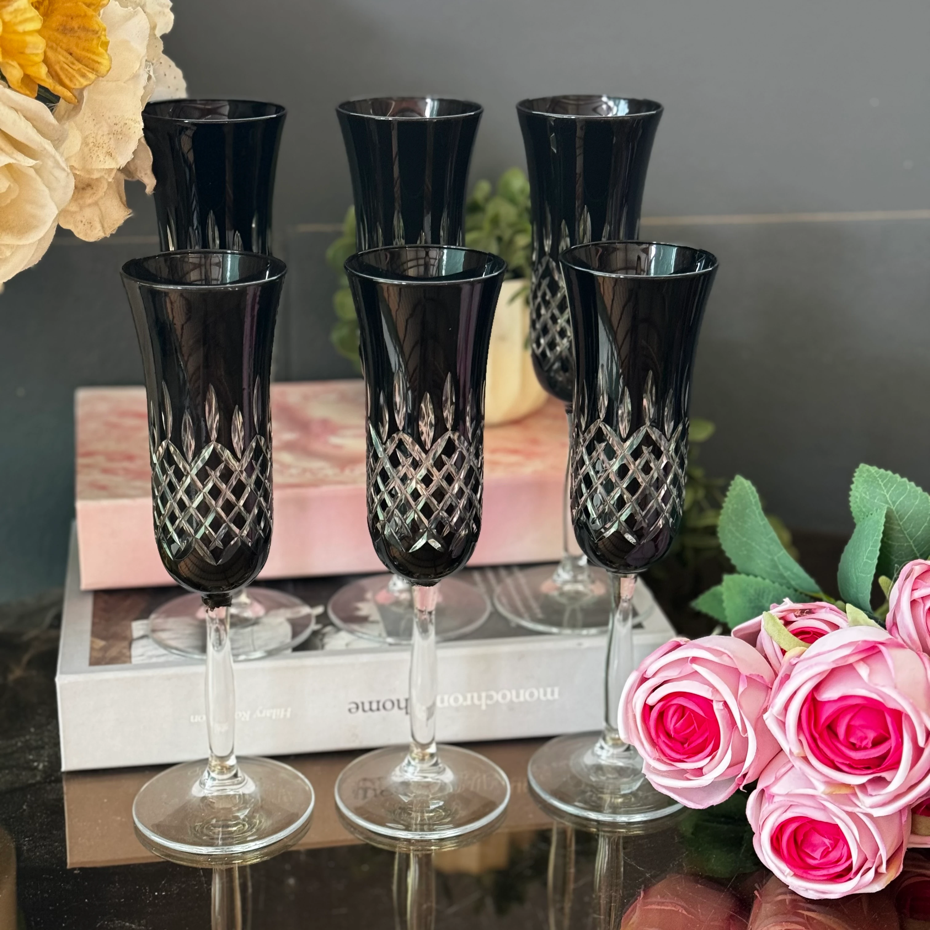 siyah kristal kadeh takımı