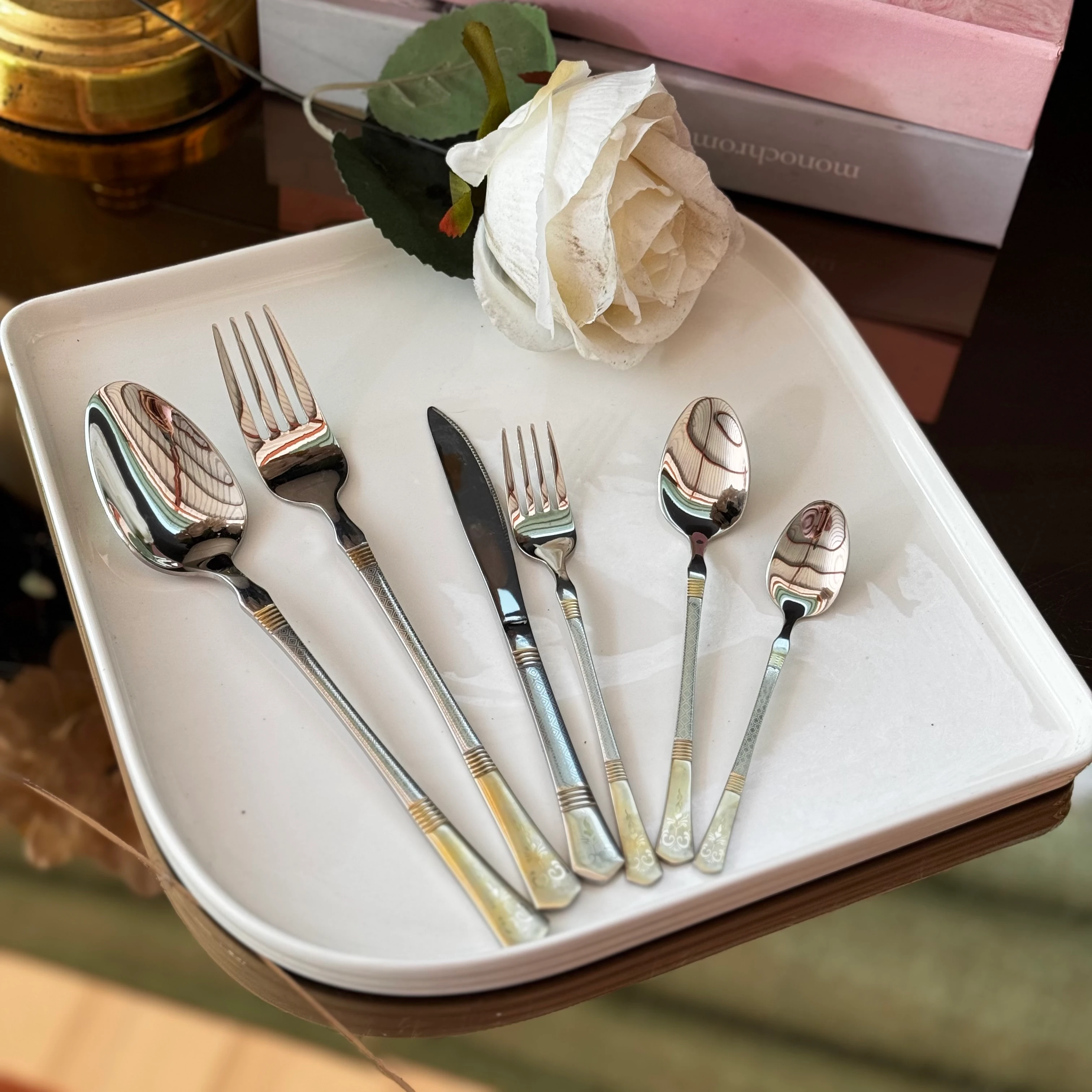 gümüş gold 36 parca lüx kaşık takımı