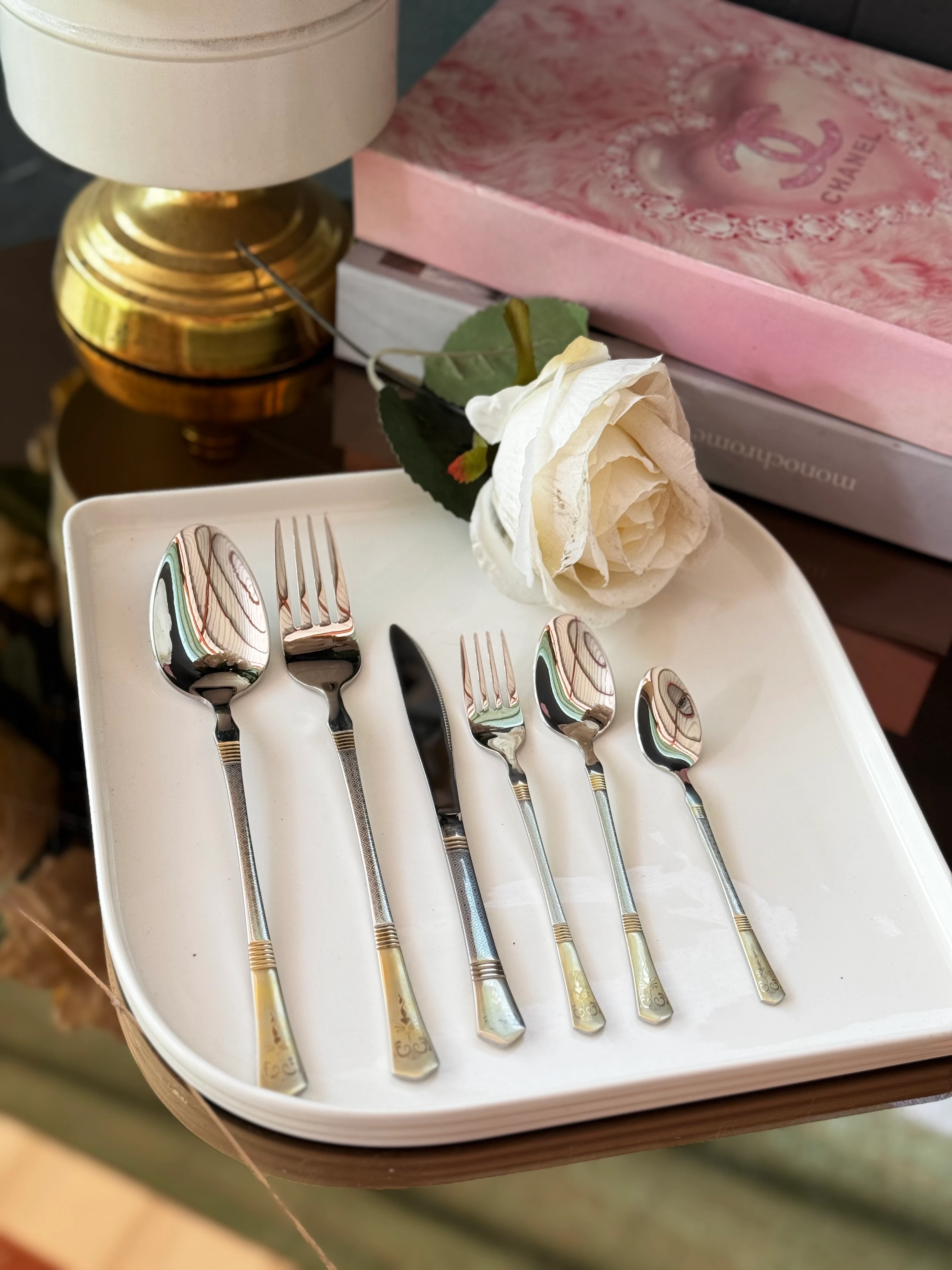 gümüş gold 36 parca lüx kaşık takımı