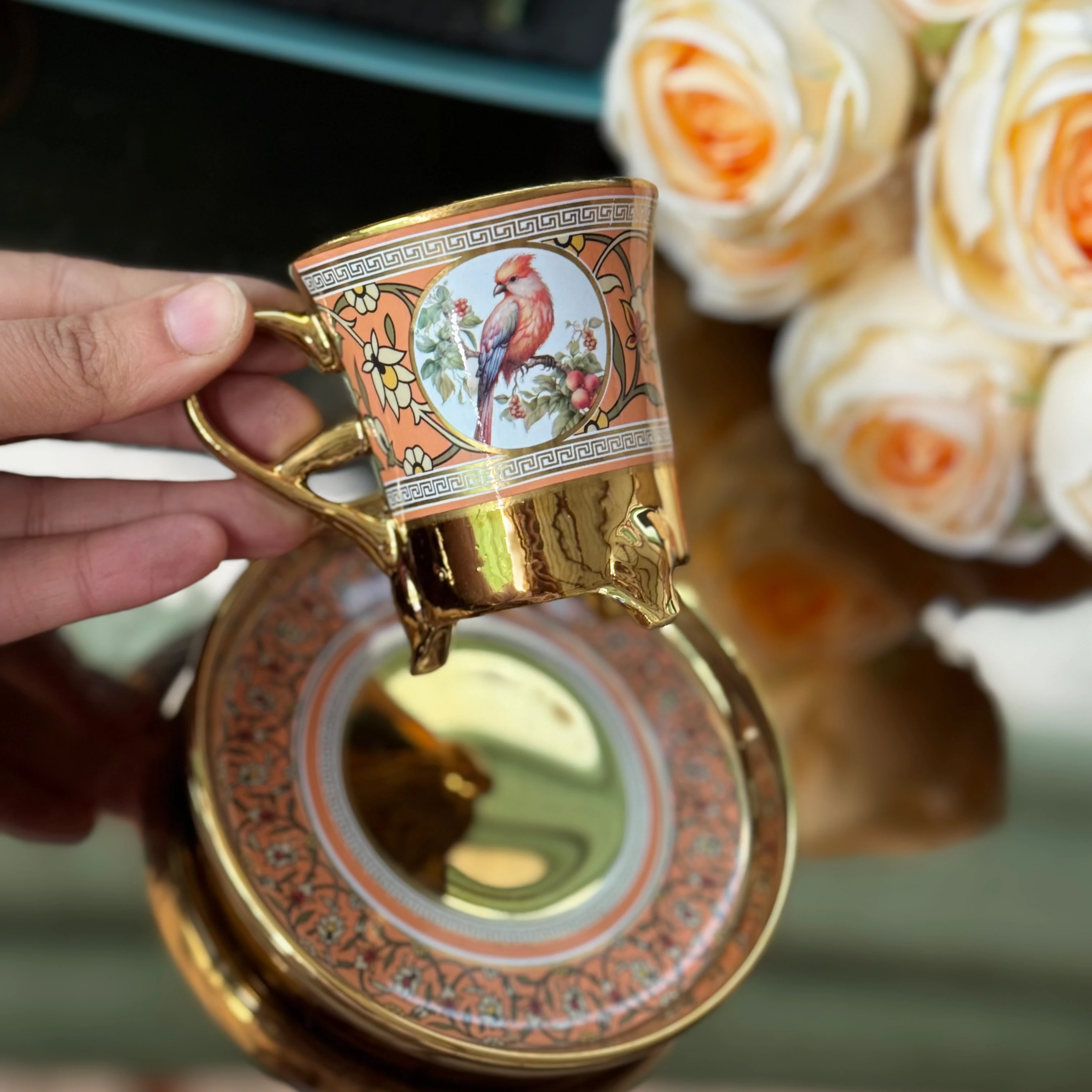 Kiremit Kuşlar Fincan Takımı