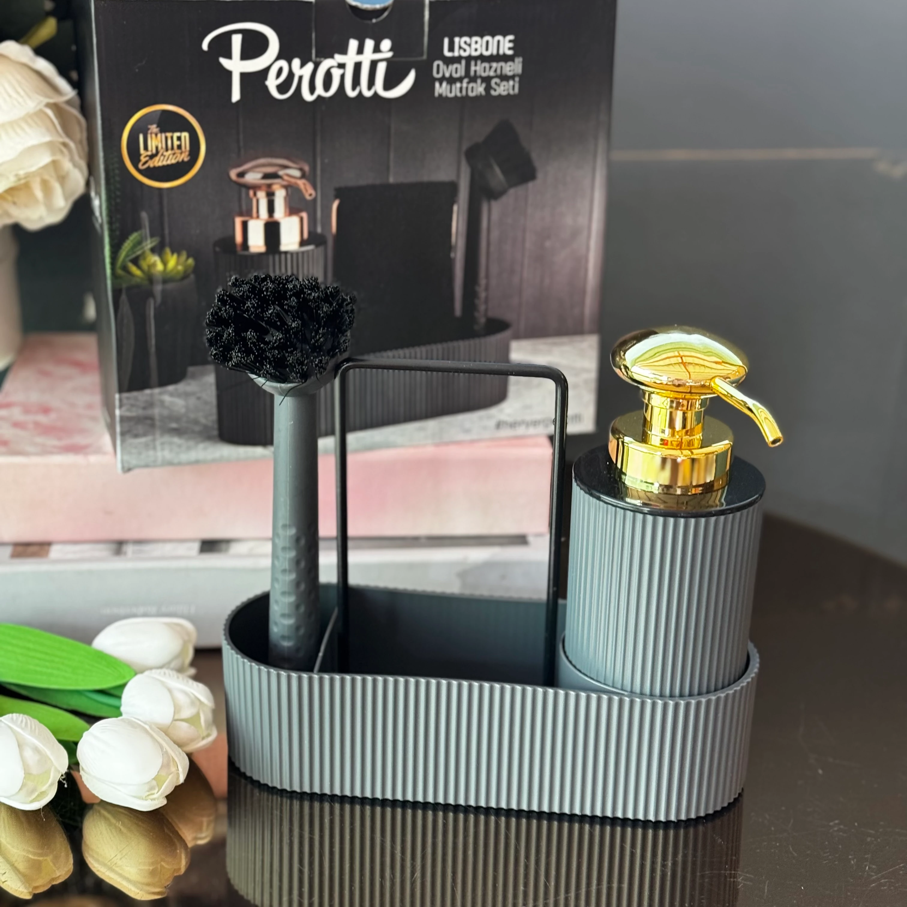 Gri Gold Sabunluk Seti