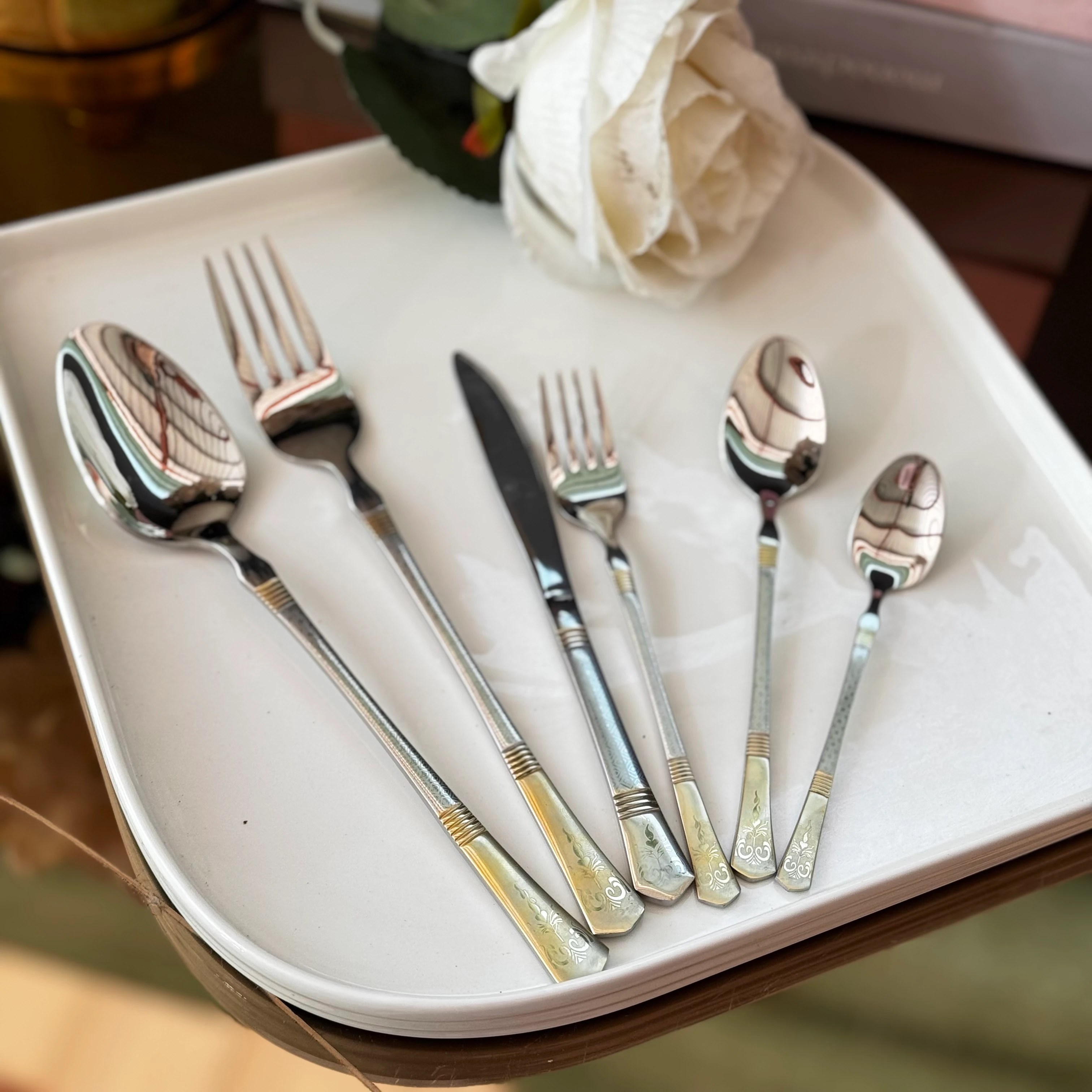 gümüş gold 36 parca lüx kaşık takımı