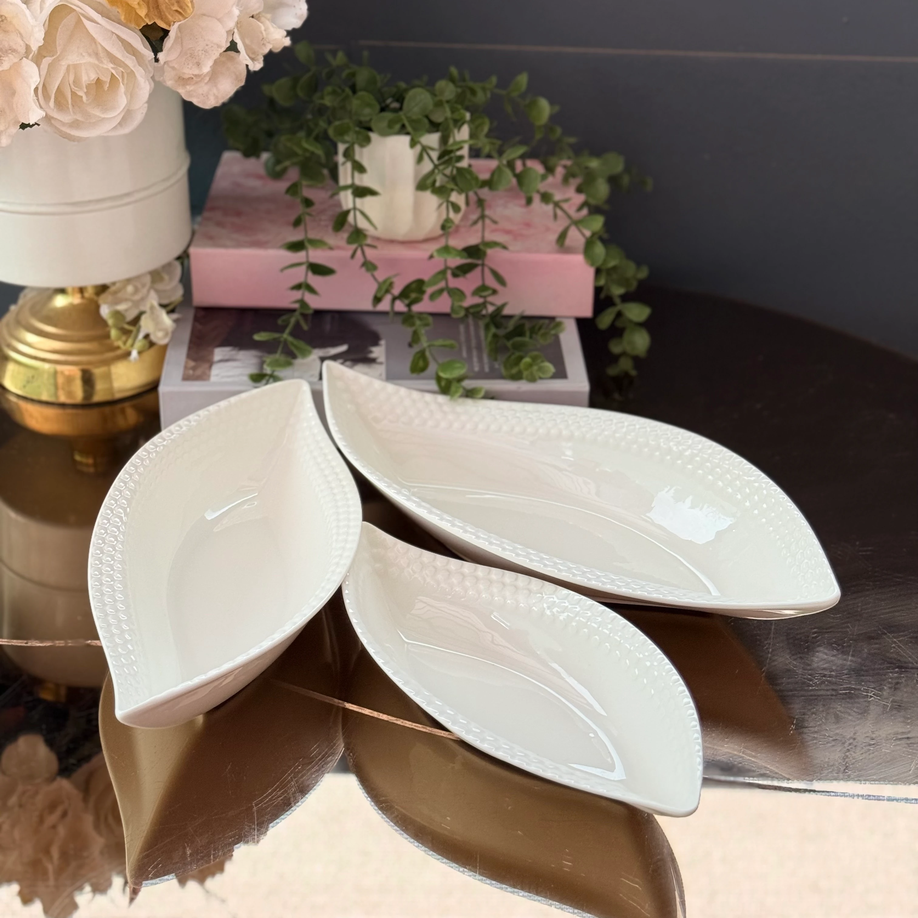 kayık 3 lü porselen 