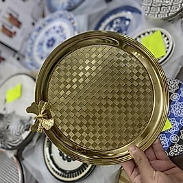 Gold Yuvarlak Çelik Tepsi