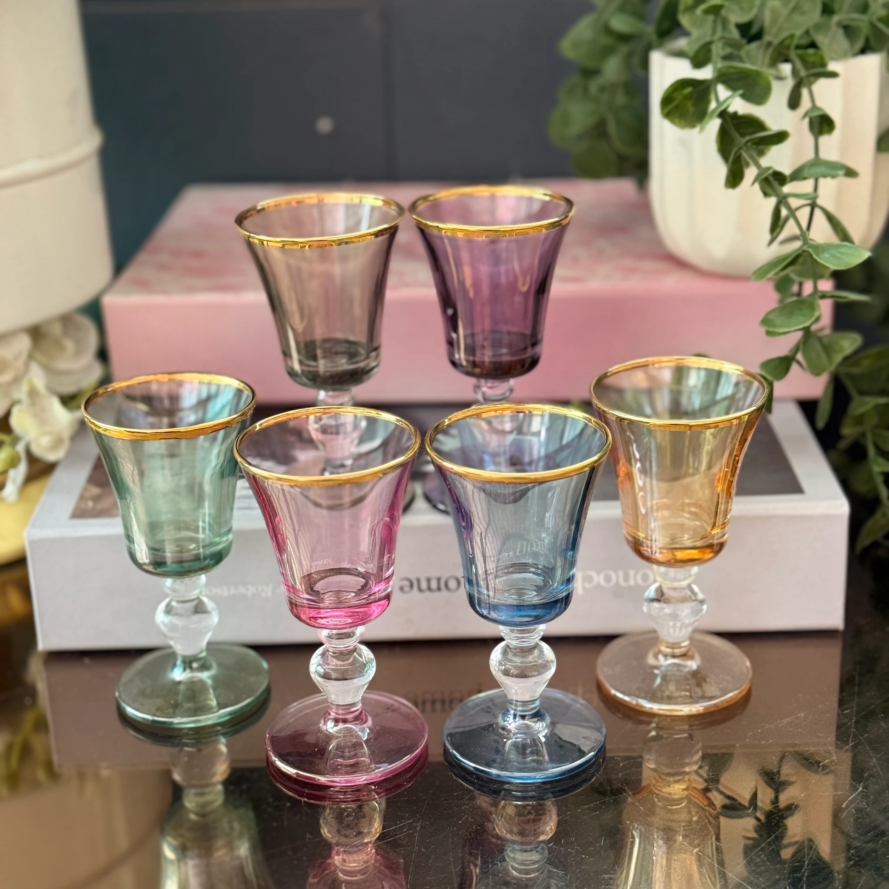 Renkli paşabahçe kadeh