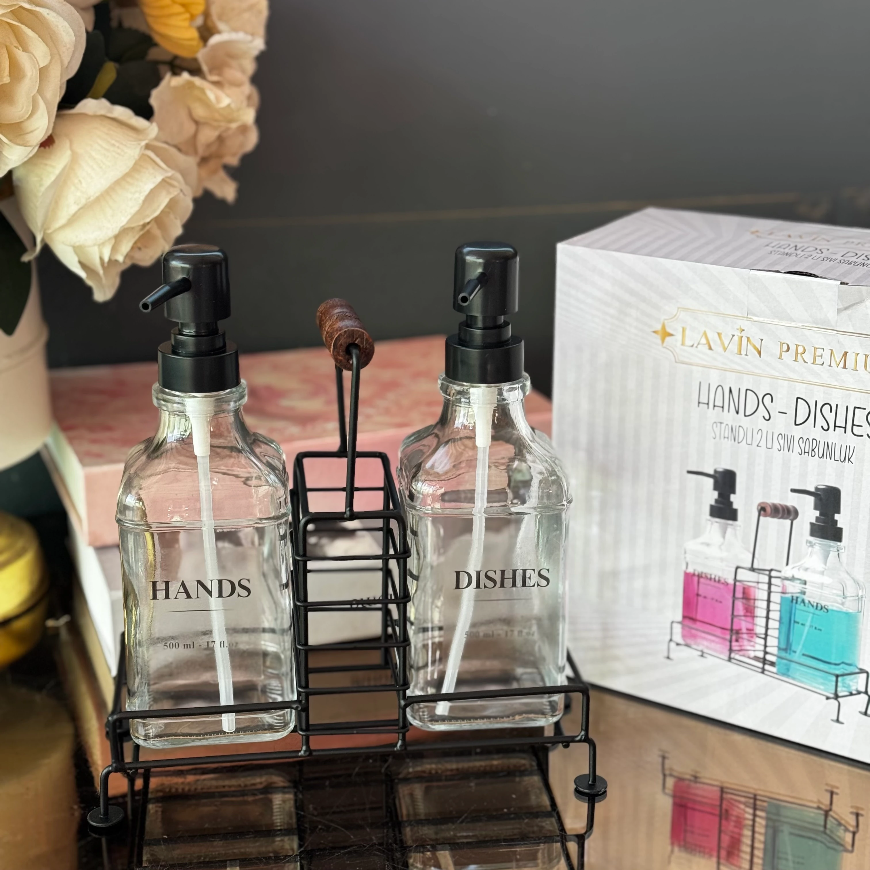 Tutmalı Standlı Sabunluk Seti