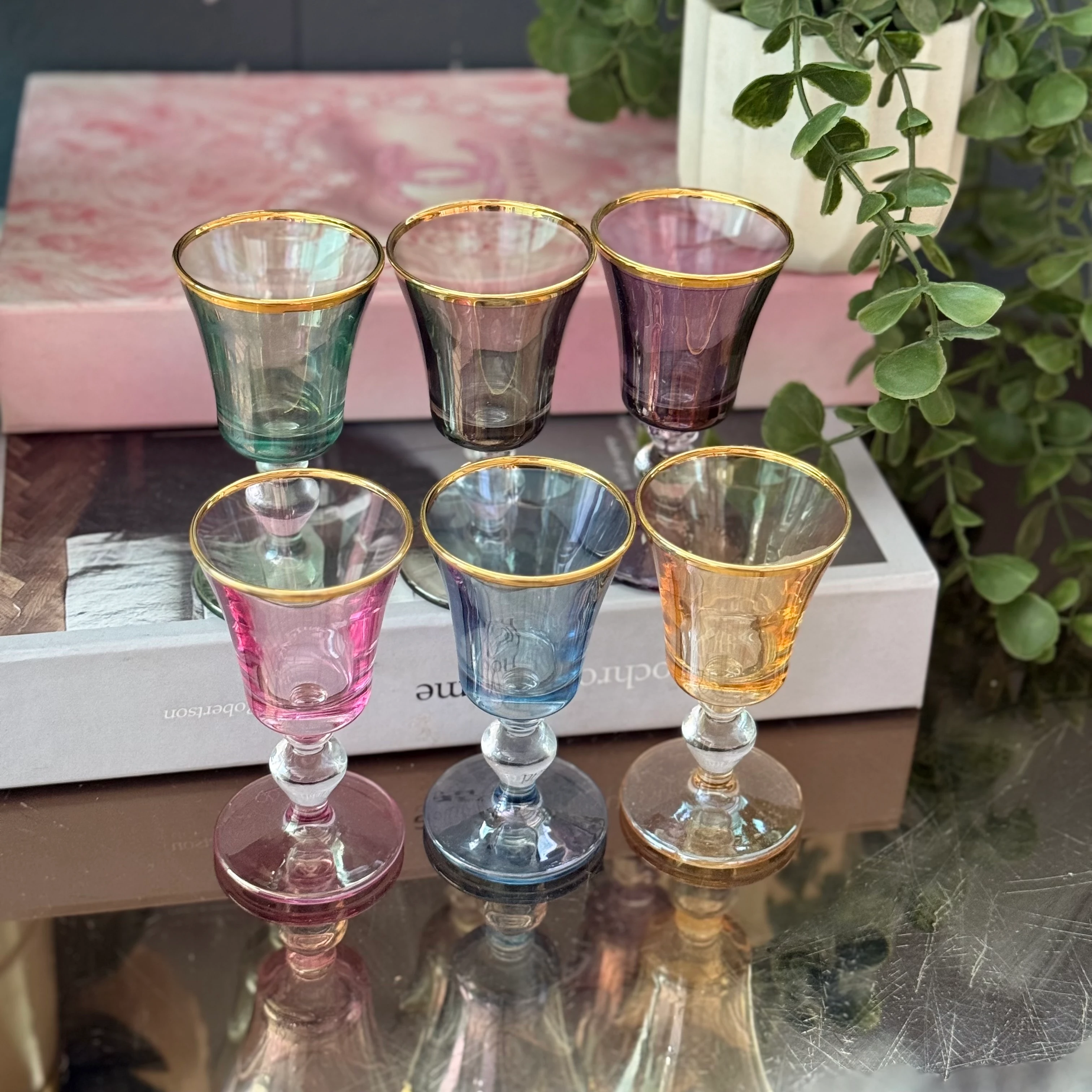 Renkli paşabahçe kadeh