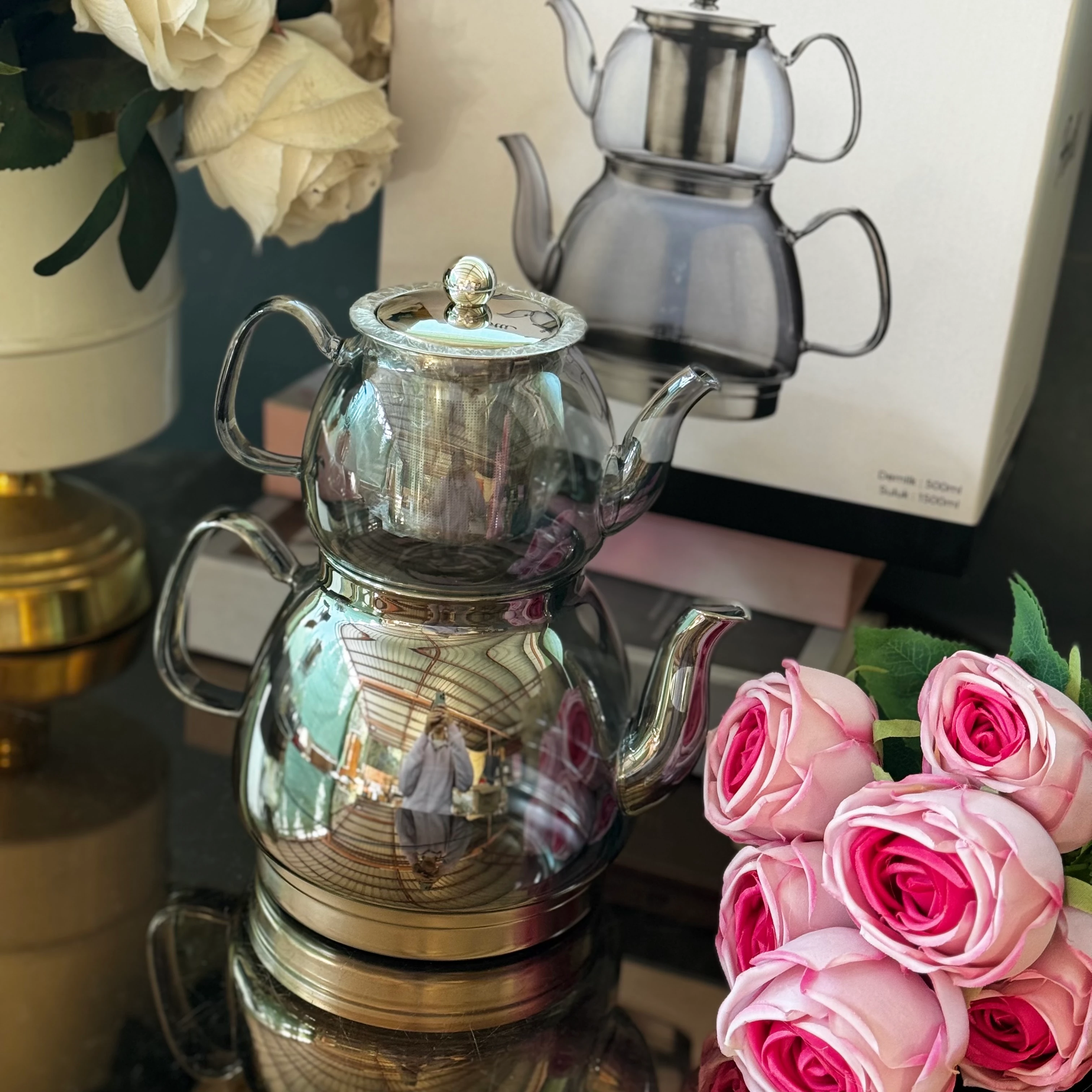 Füme Cam Çaydanlık