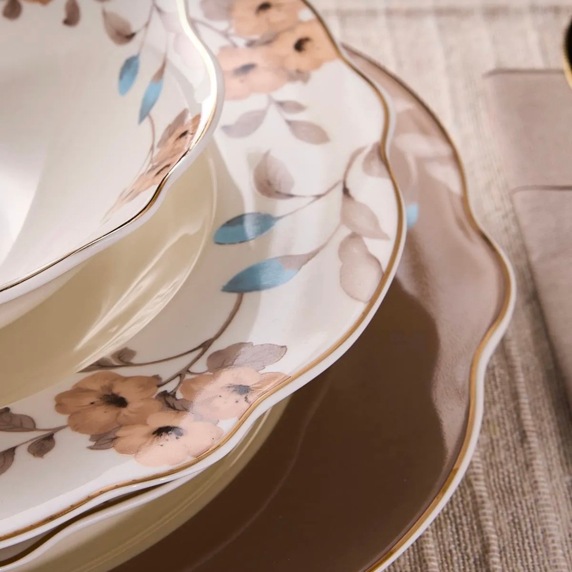 Porselen Flore Bone 24 Parça 6 Kişilik Yemek Takımı