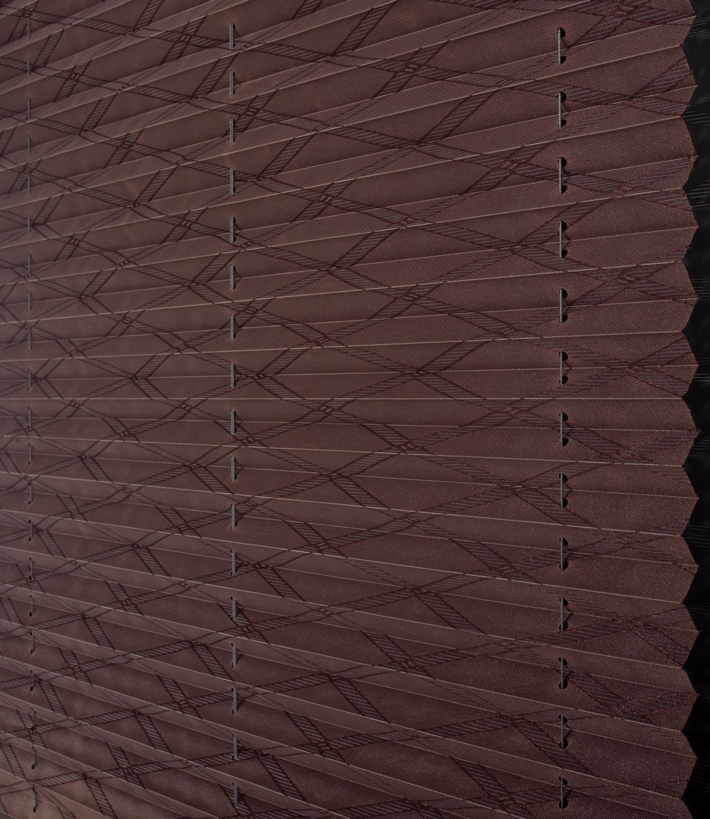 Outlet - Plise Perde Desenli - Koyu Kahve-PRD