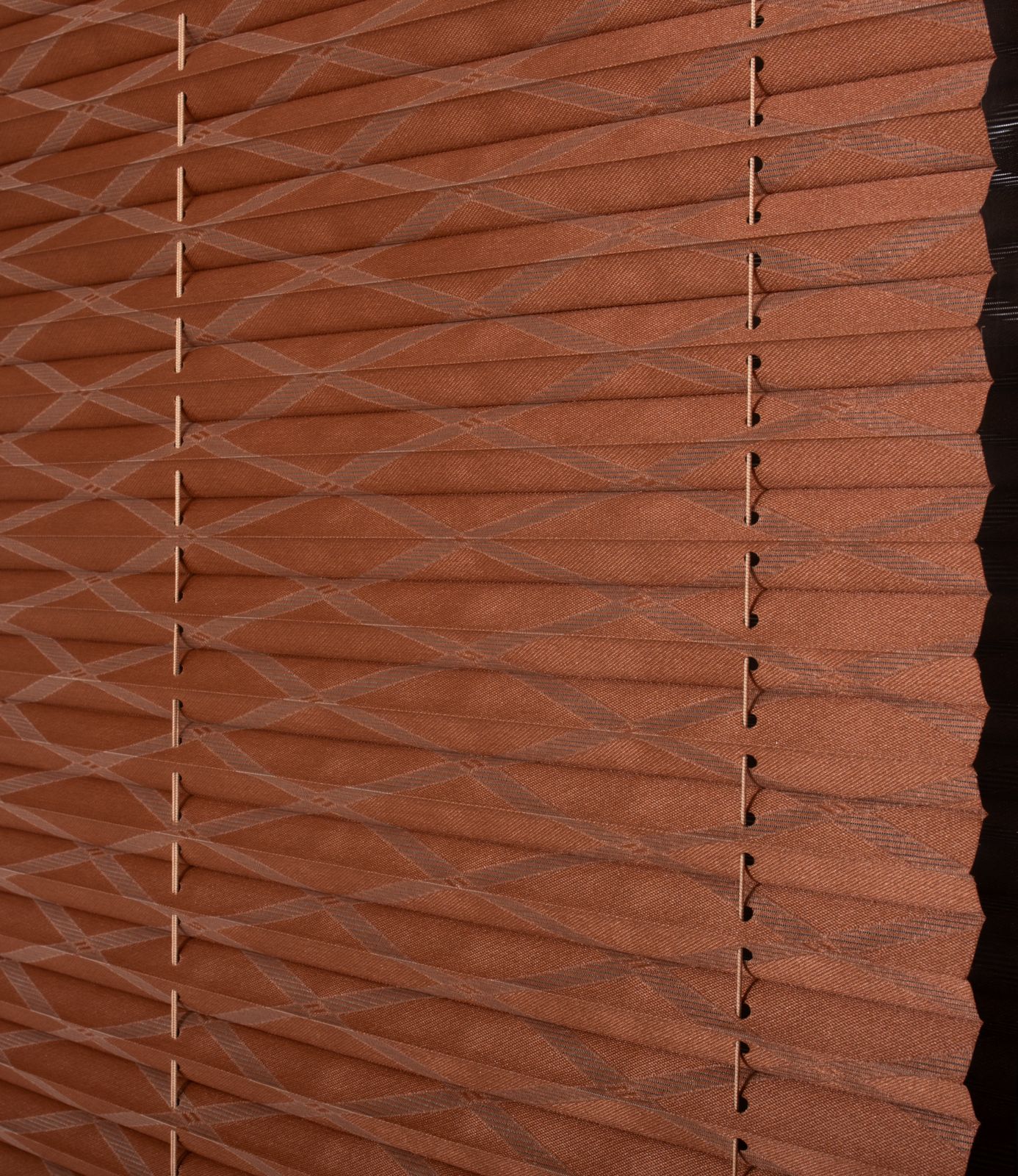 Outlet - Plise Perde Desenli - Kahverengi