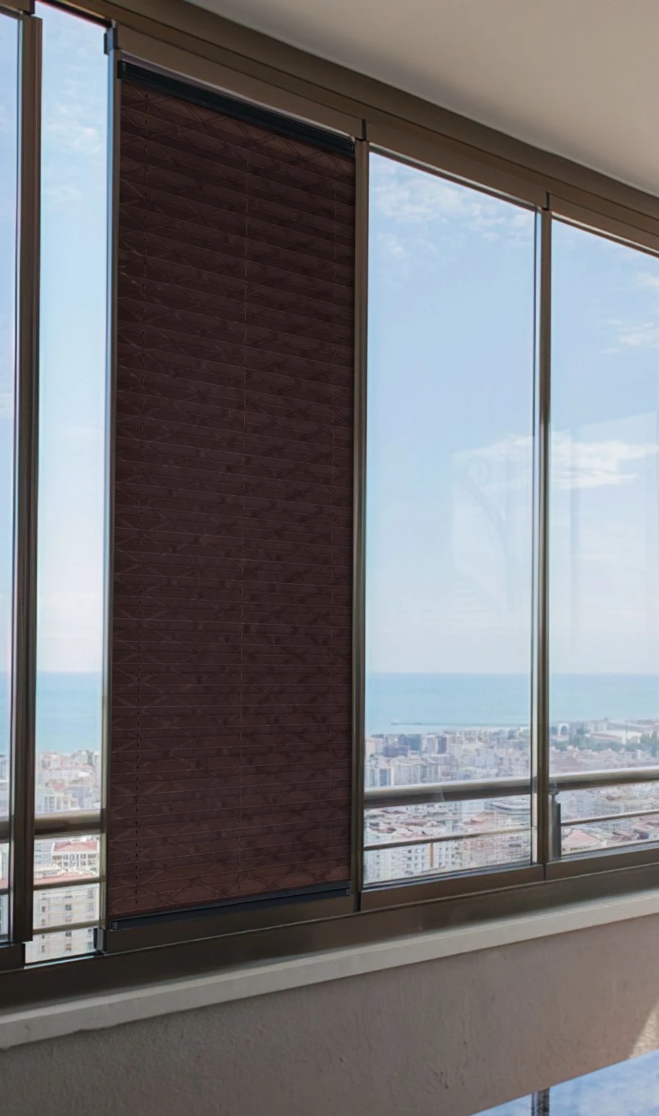 Outlet - Plise Perde Desenli - Koyu Kahve-PRD