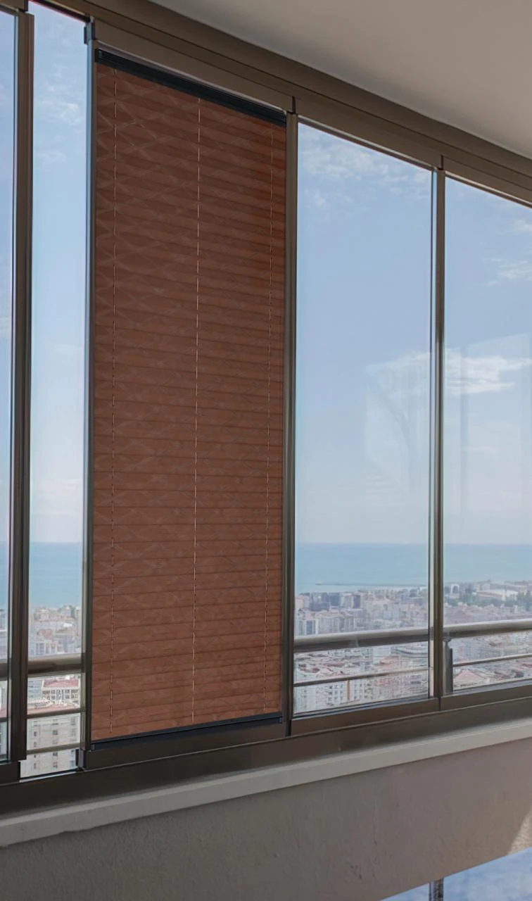 Outlet - Plise Perde Desenli - Kahverengi