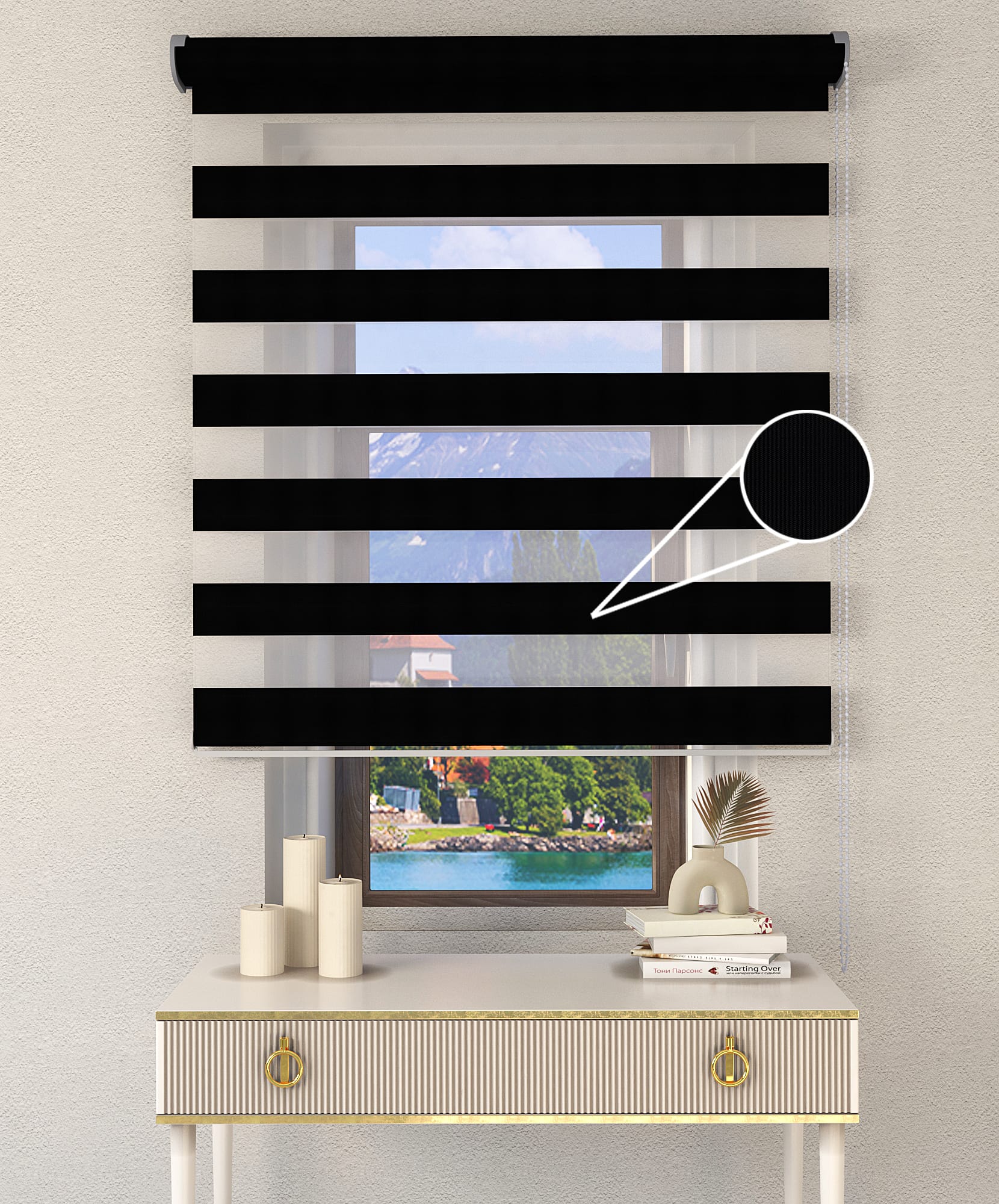 Bambu Zebra Perde - Siyah