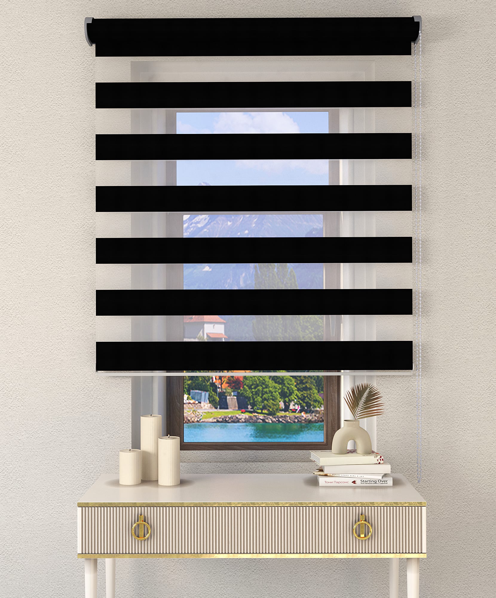 Bambu Zebra Perde - Siyah