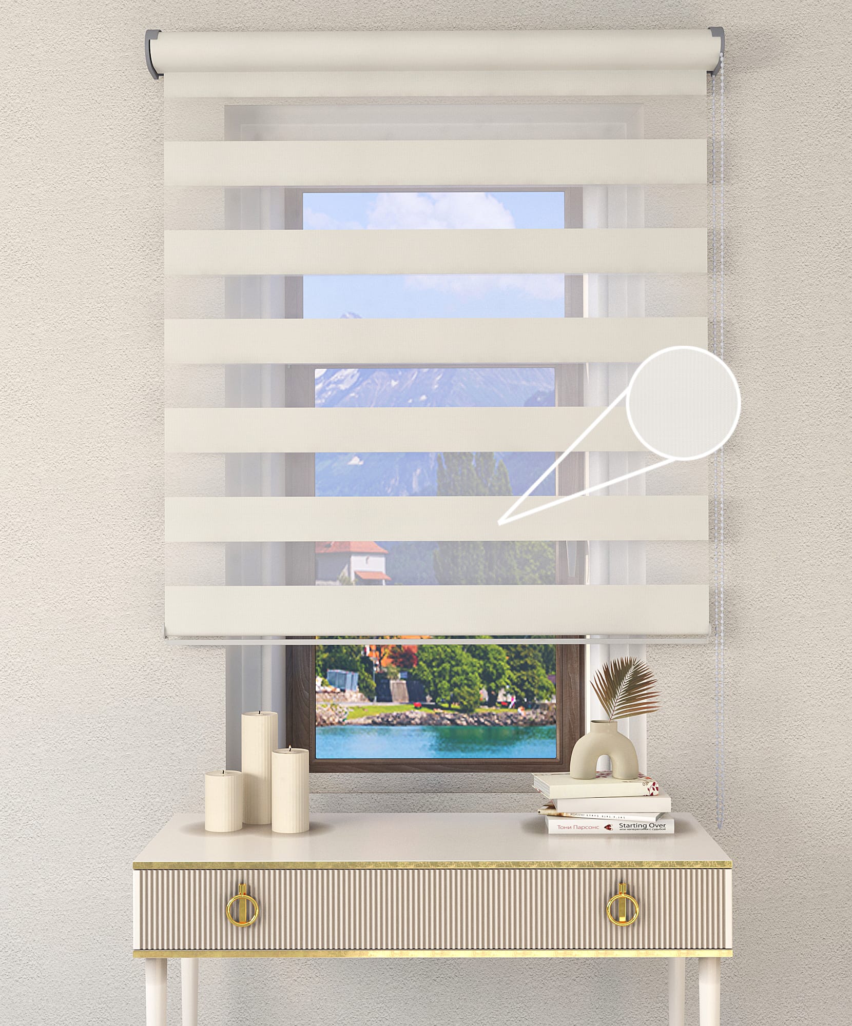 Bambu Zebra Perde - Beyaz